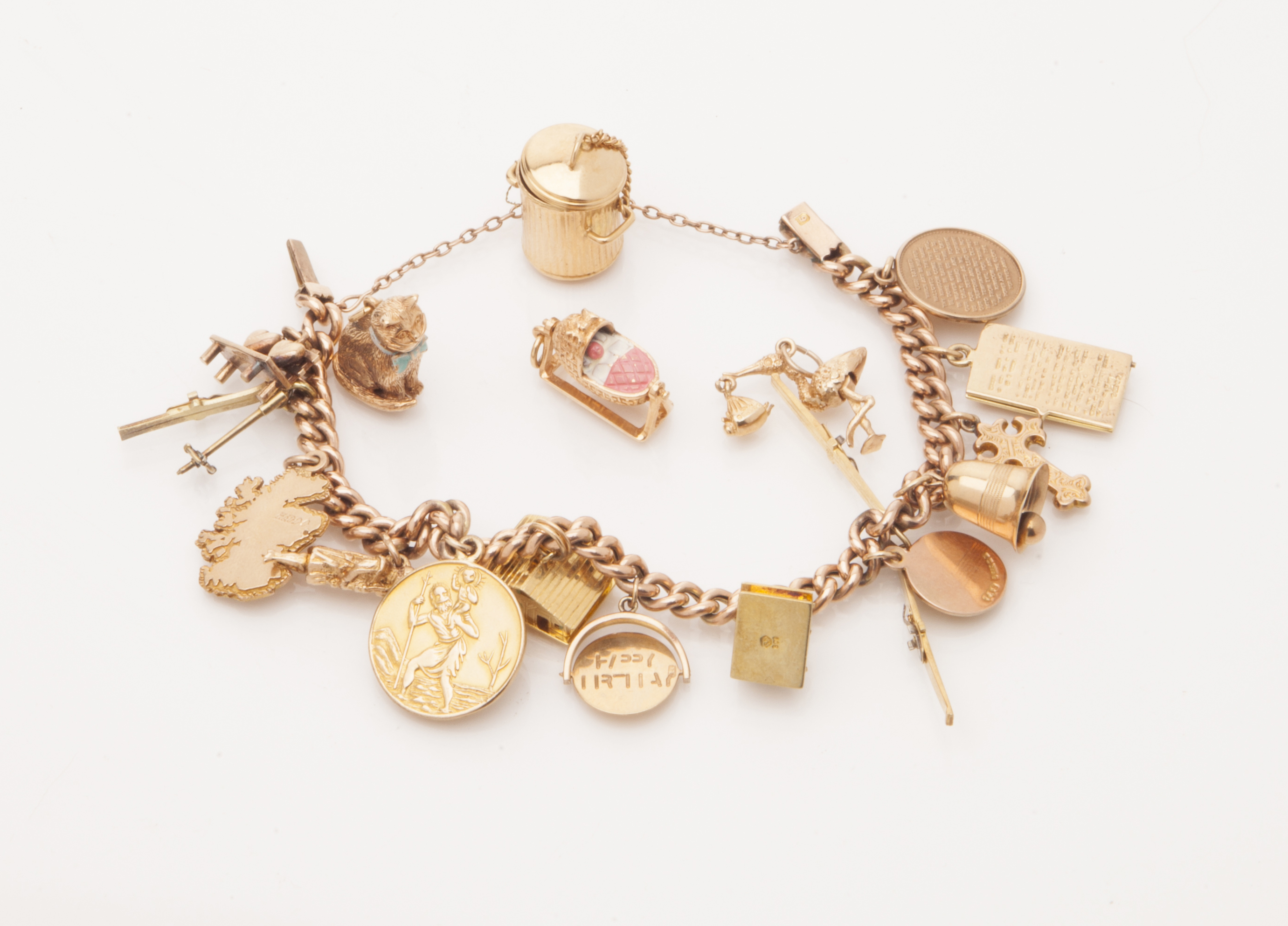 A 9ct gold charm bracelet