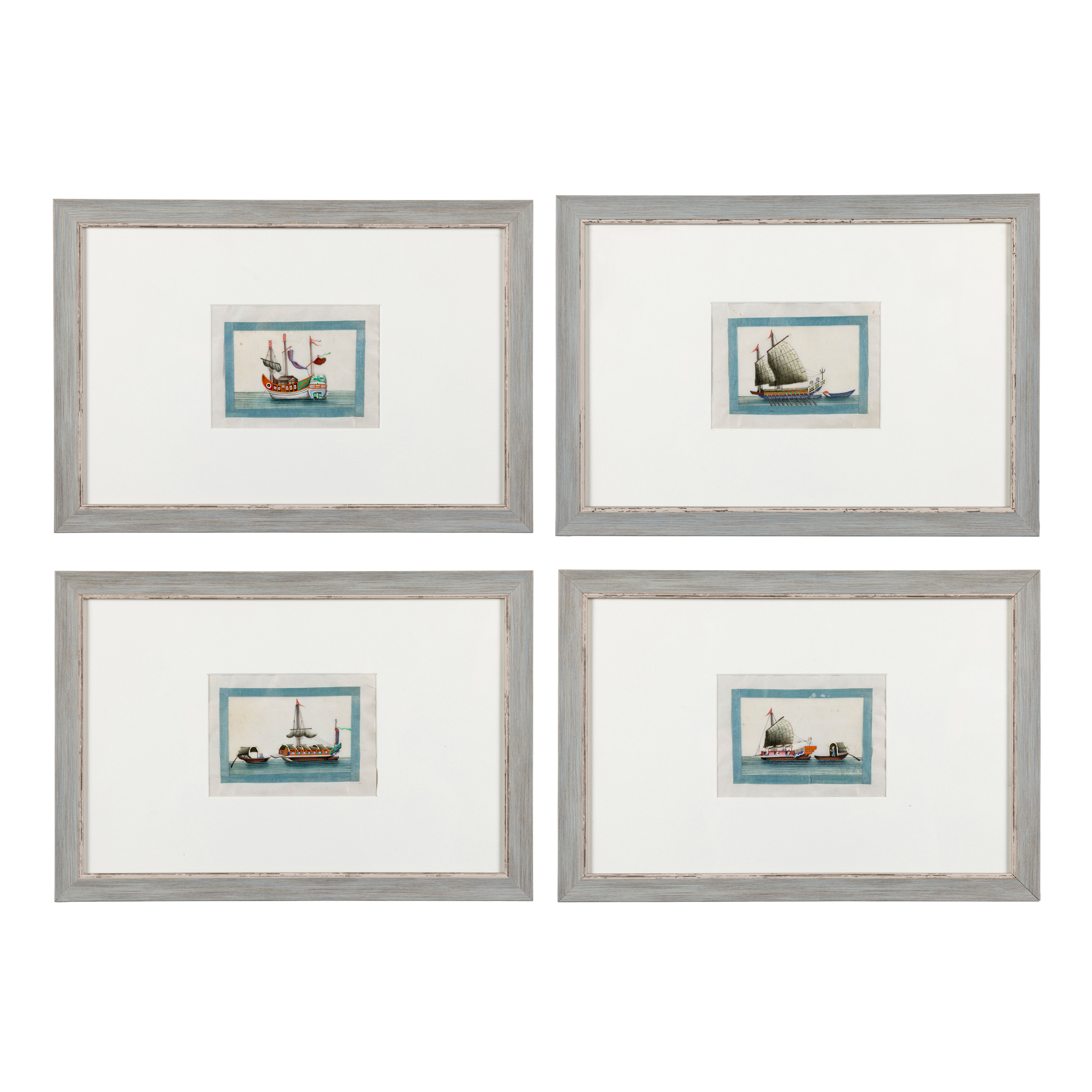 SET OF TWELVE CHINESE 'JUNK' PITH PAINTINGS