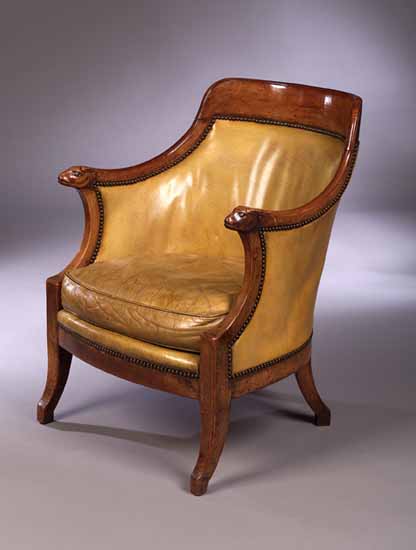 A Regency fruitwood library armchair