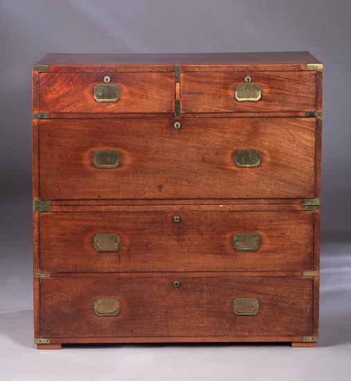 A 19th century mahogany campaign chest