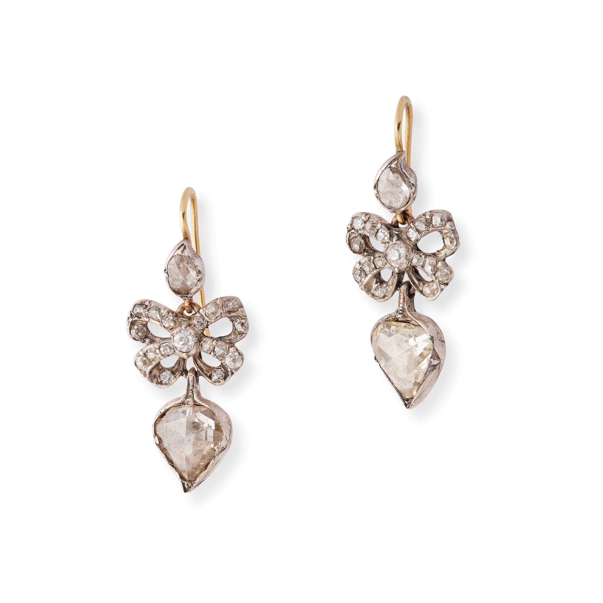 A pair of 19th century diamond pendent earrings