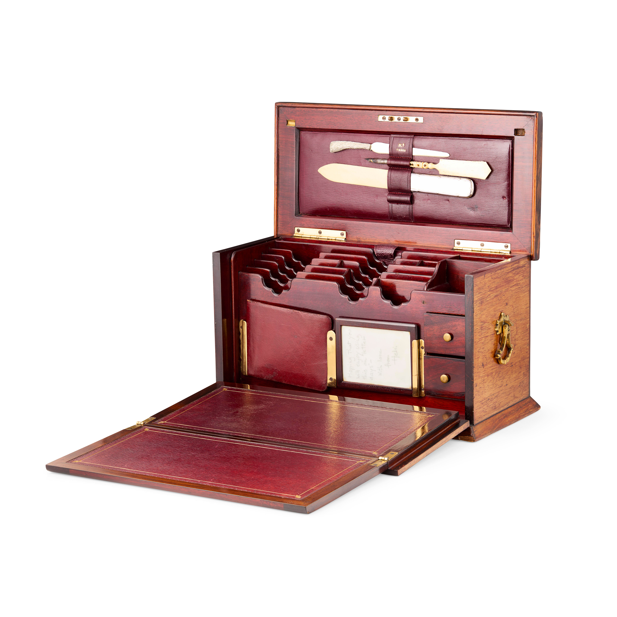 VICTORIAN ROSEWOOD AND MARQUETRY STATIONERY BOX