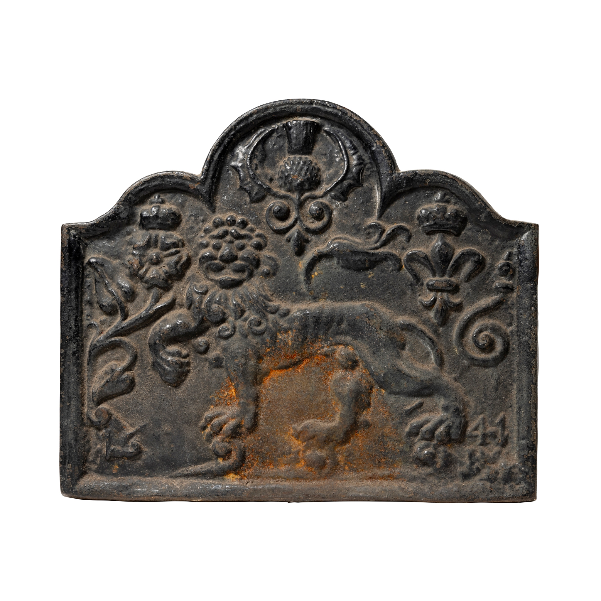 A CAST IRON FIRE BACK