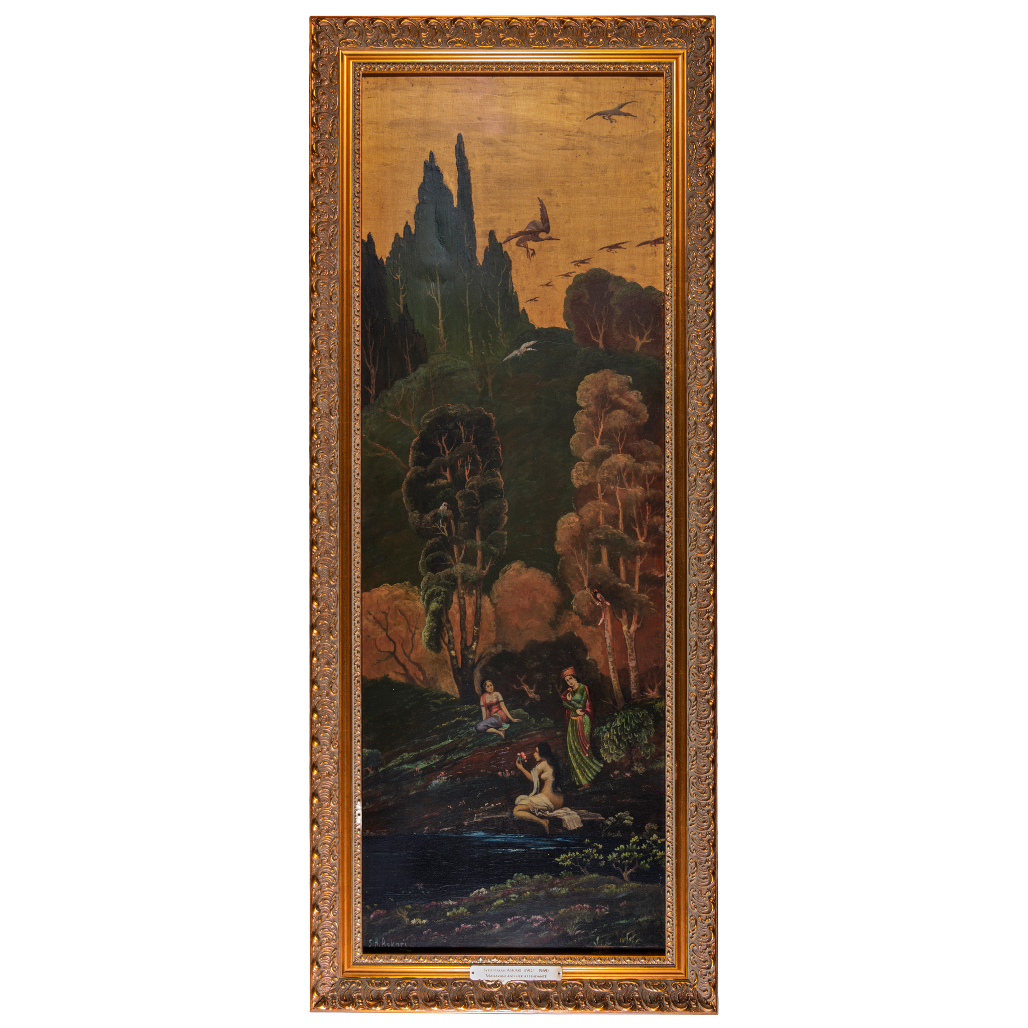 MAIDENS BY A RIVER IN A FOREST LANDSCAPE BY S. H. ASKARI (INDIA, 1907-1969)