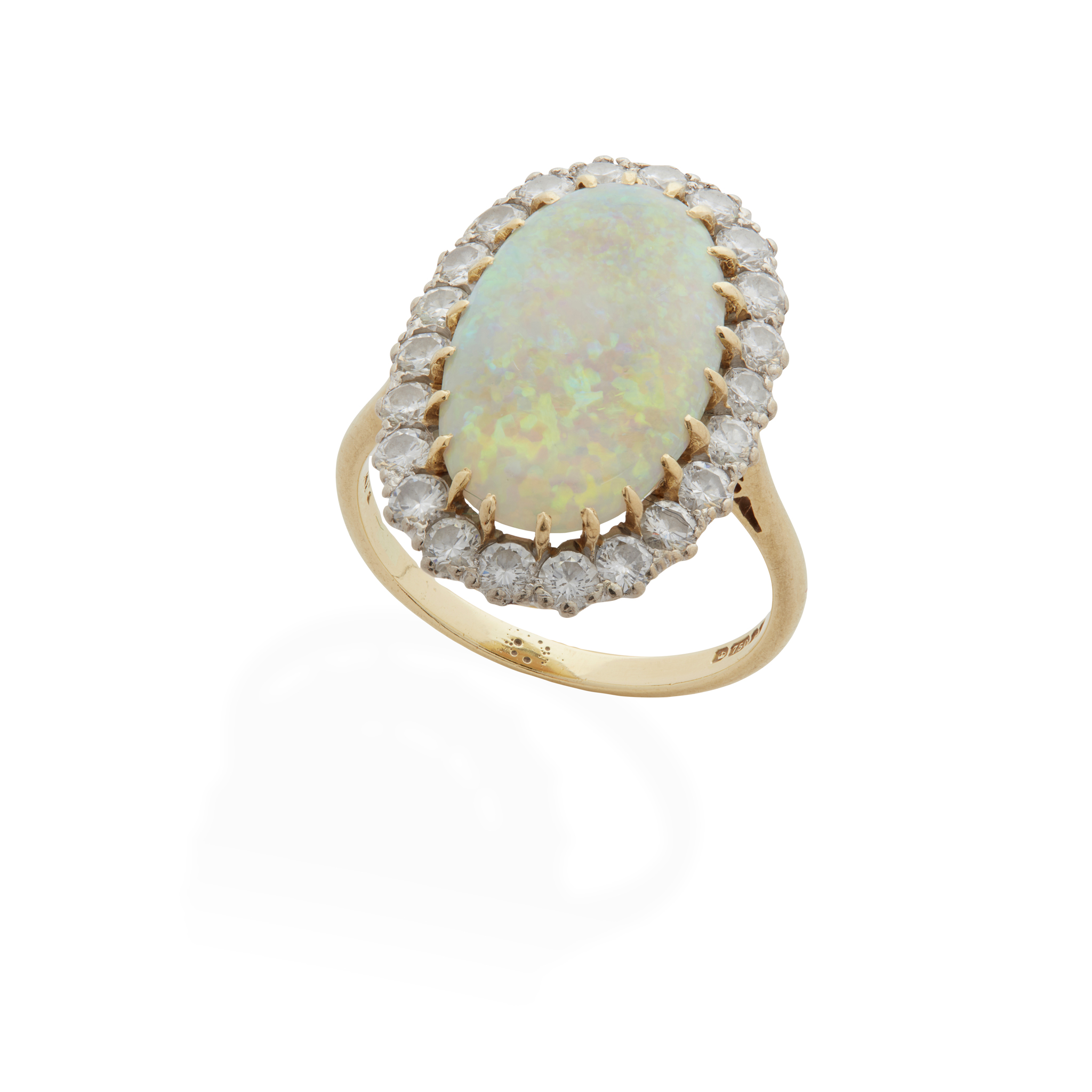 An 18ct gold opal and diamond cluster ring