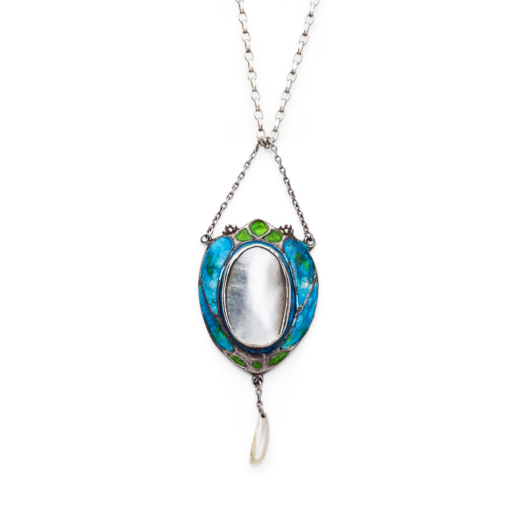 An Arts and Crafts silver and enamel pendant