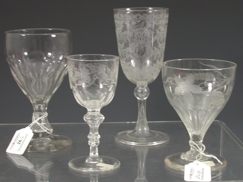 A Victorian glass rummer with faceted bowl and stem