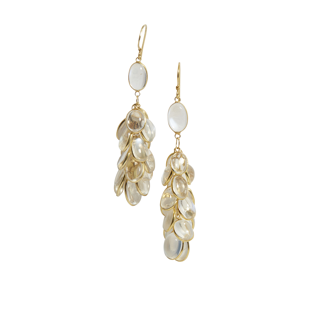 A pair of moonstone pendant earrings