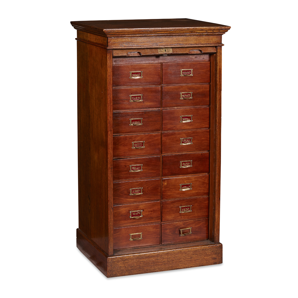 VICTORIAN TAMBOUR FRONT FILING CABINET