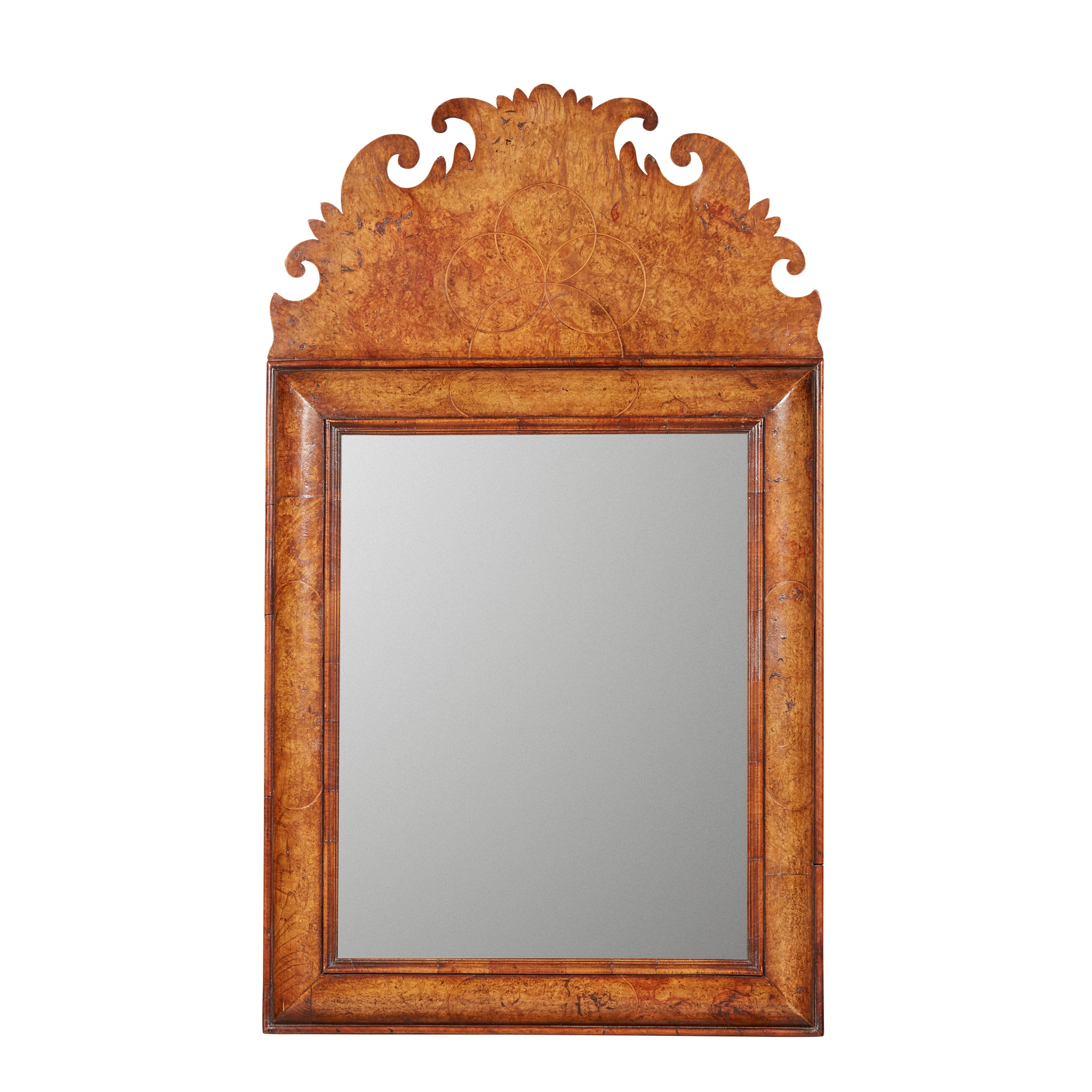 QUEEN ANNE STYLE WALNUT CUSHION FRAME MIRROR