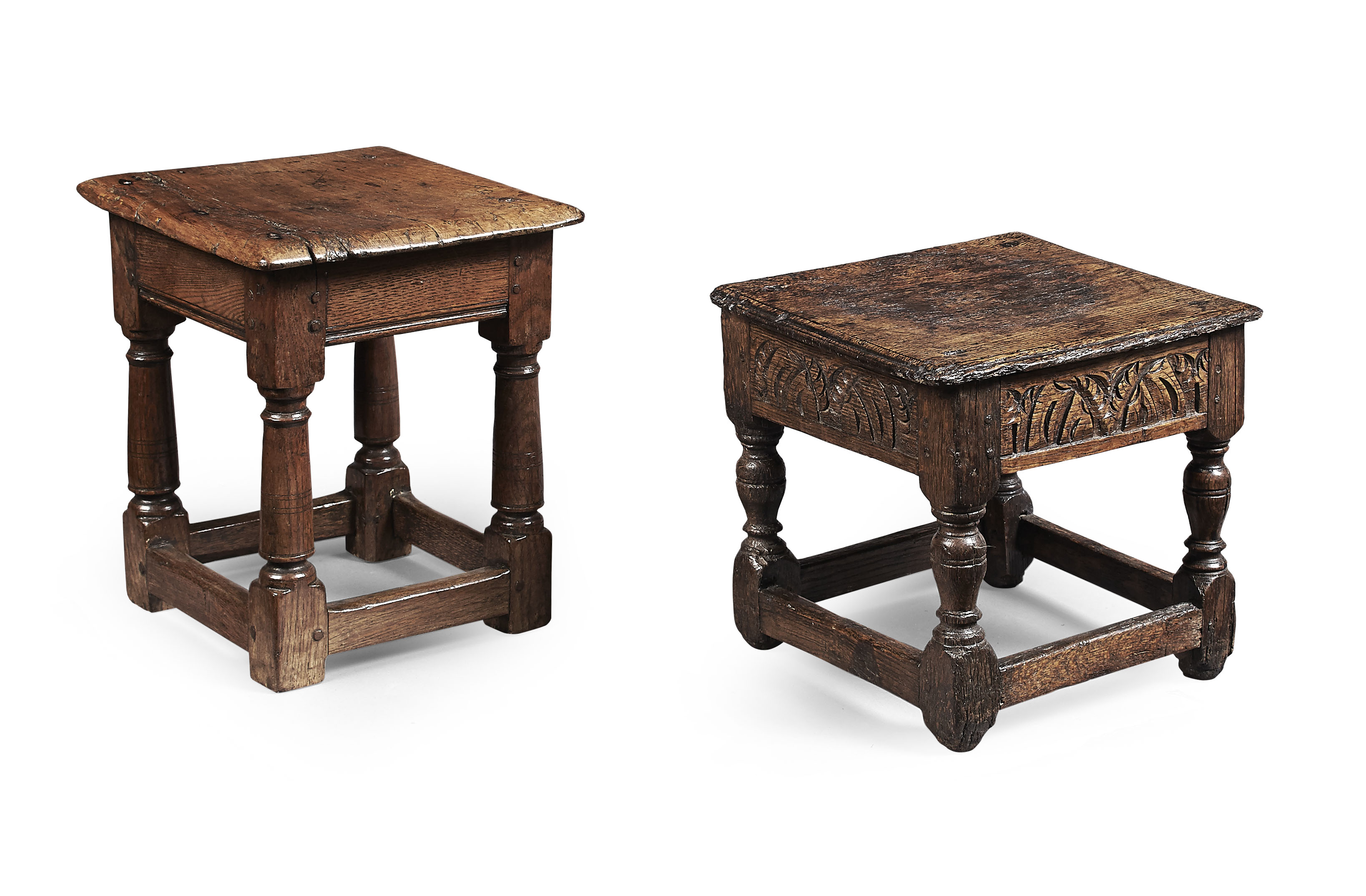 SMALL CHARLES II OAK JOINT STOOL