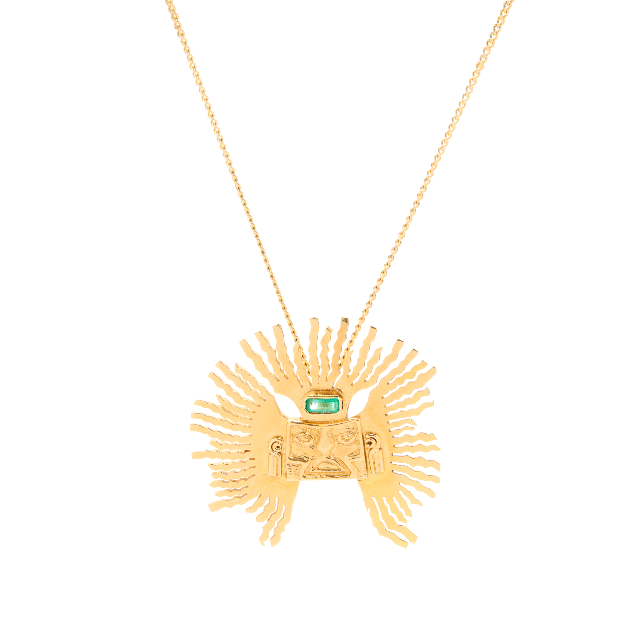 An Incan-style emerald pendant/brooch