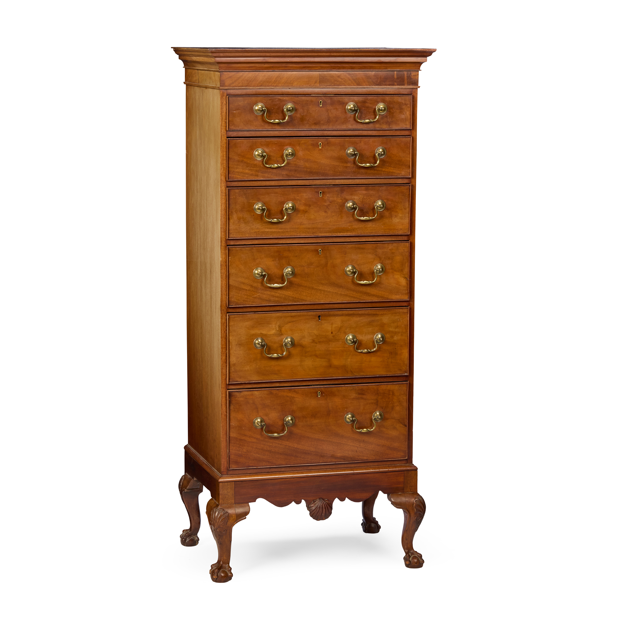 GEORGIAN STYLE MAHOGANY TALL CHEST OF DRAWERS, BY R. STRAHAN & CO.