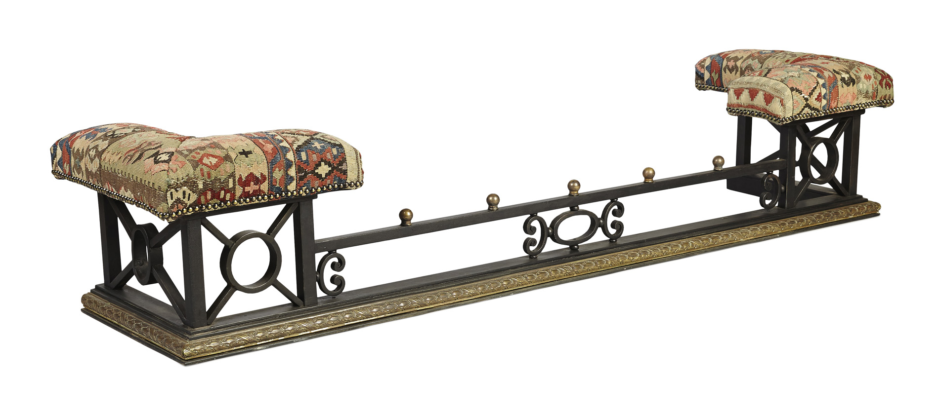 WROUGHT IRON AND BRASS CLUB FENDER