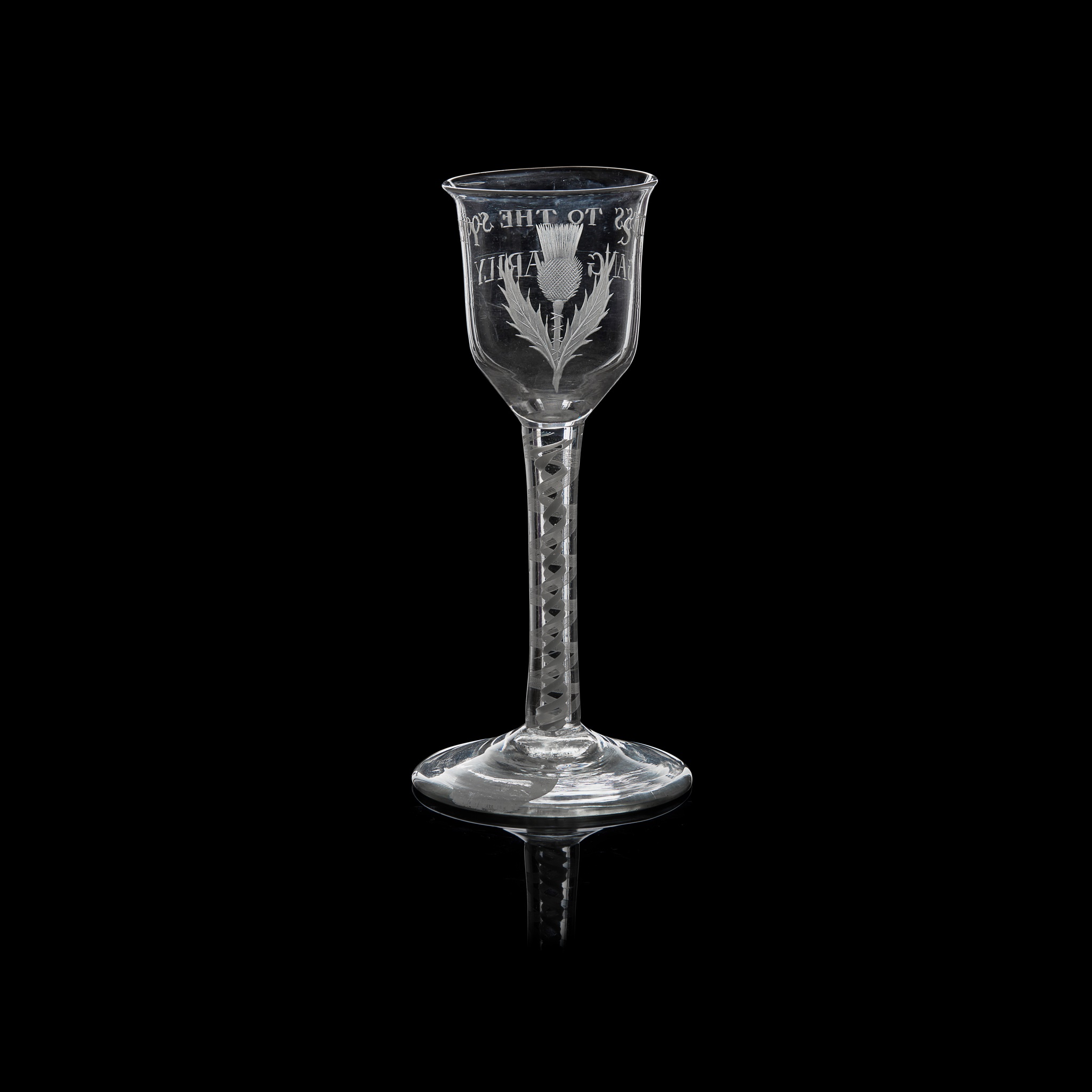 A RARE 'SUCCESS TO THE SOCIETY' JACOBITE WINE GLASS