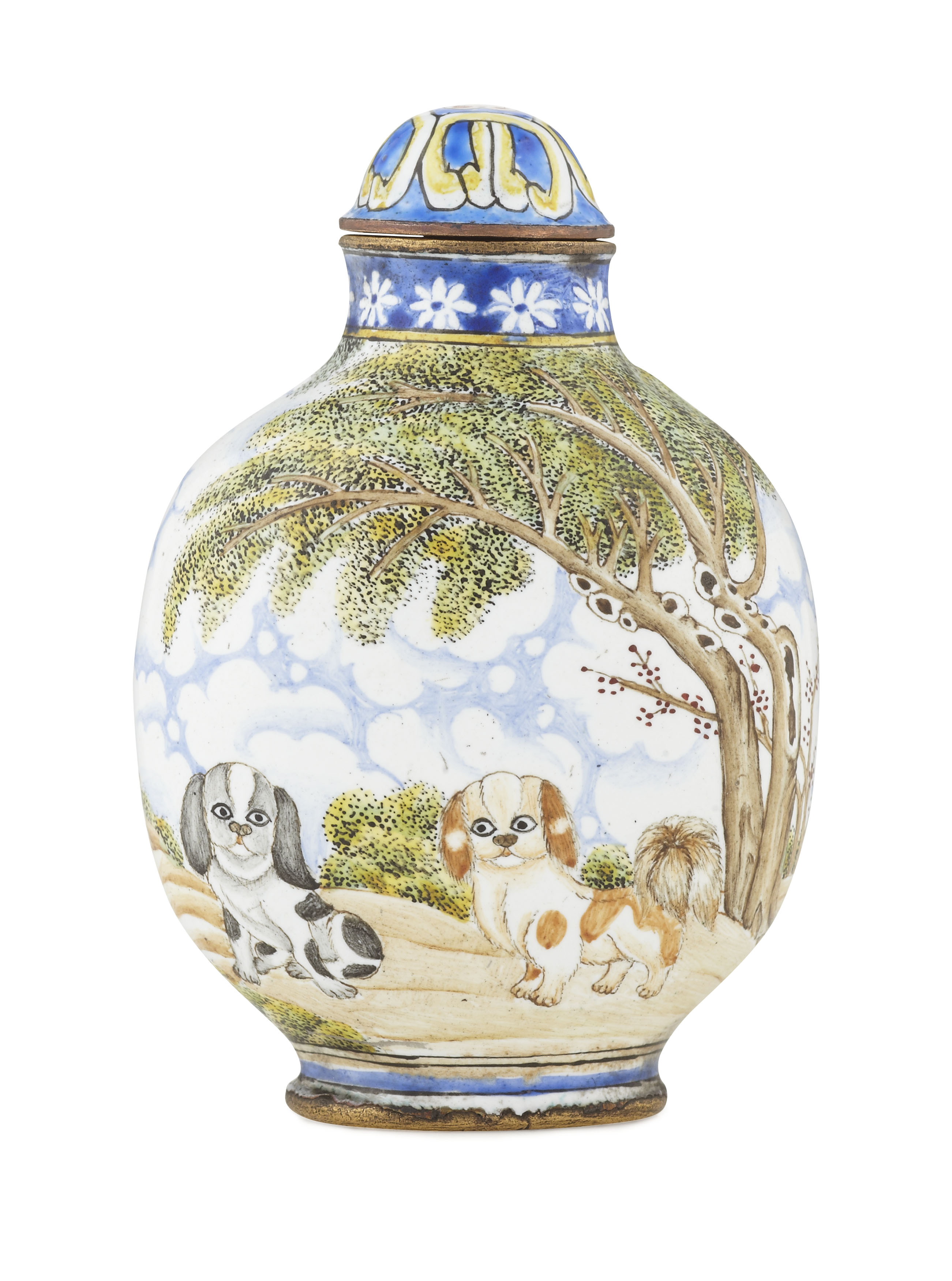 CHINESE ENAMEL ON COPPER SNUFF BOTTLE