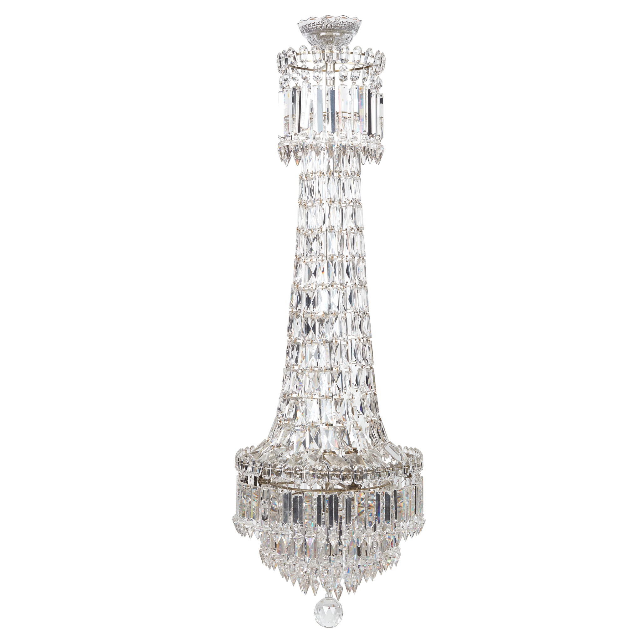 GLASS WATERFALL CHANDELIER, IN THE MANNER OF OSLER