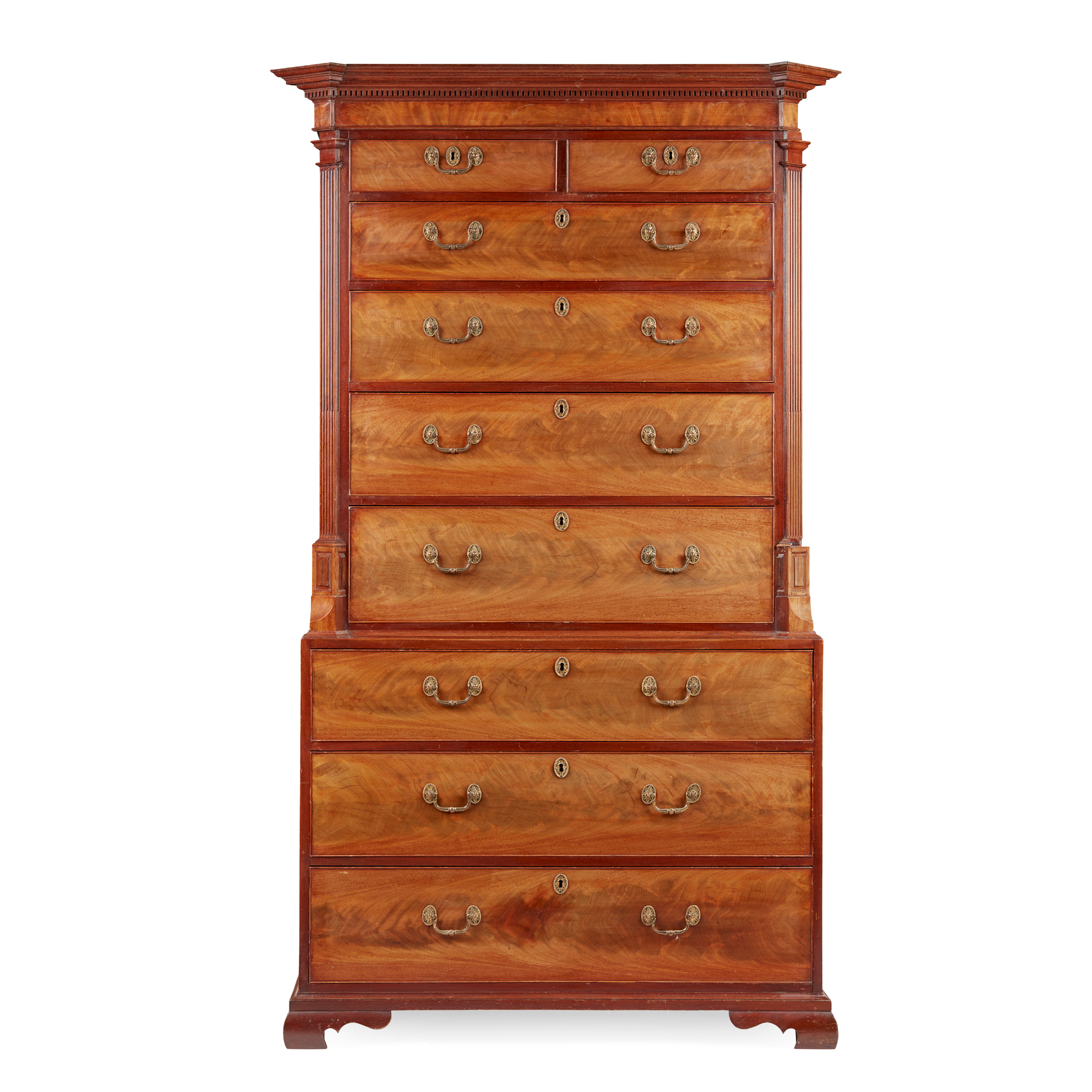 GEORGE III MAHOGANY TALL CHEST-ON-CHEST, PROBABLY CHANNEL ISLANDS