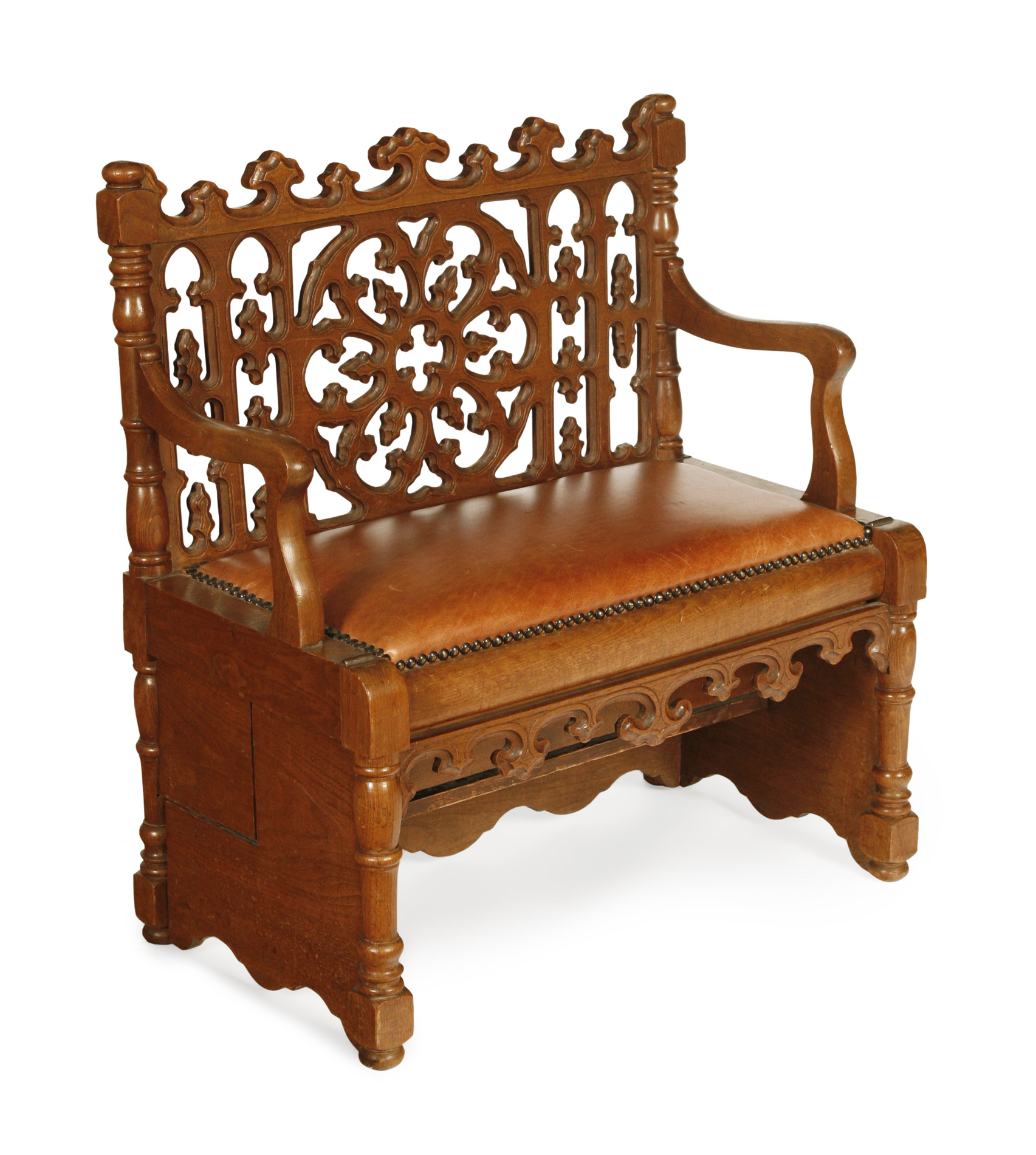 DUTCH OAK GOTHIC STYLE METAMORPHIC LIBRARY STEPS, STAMPED HORRIX, GRAVENHAGE