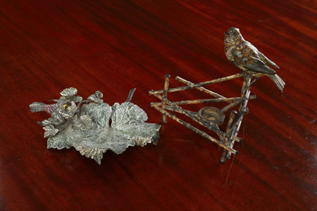 An early 20th century Austrian cold painted bronze chaffinch