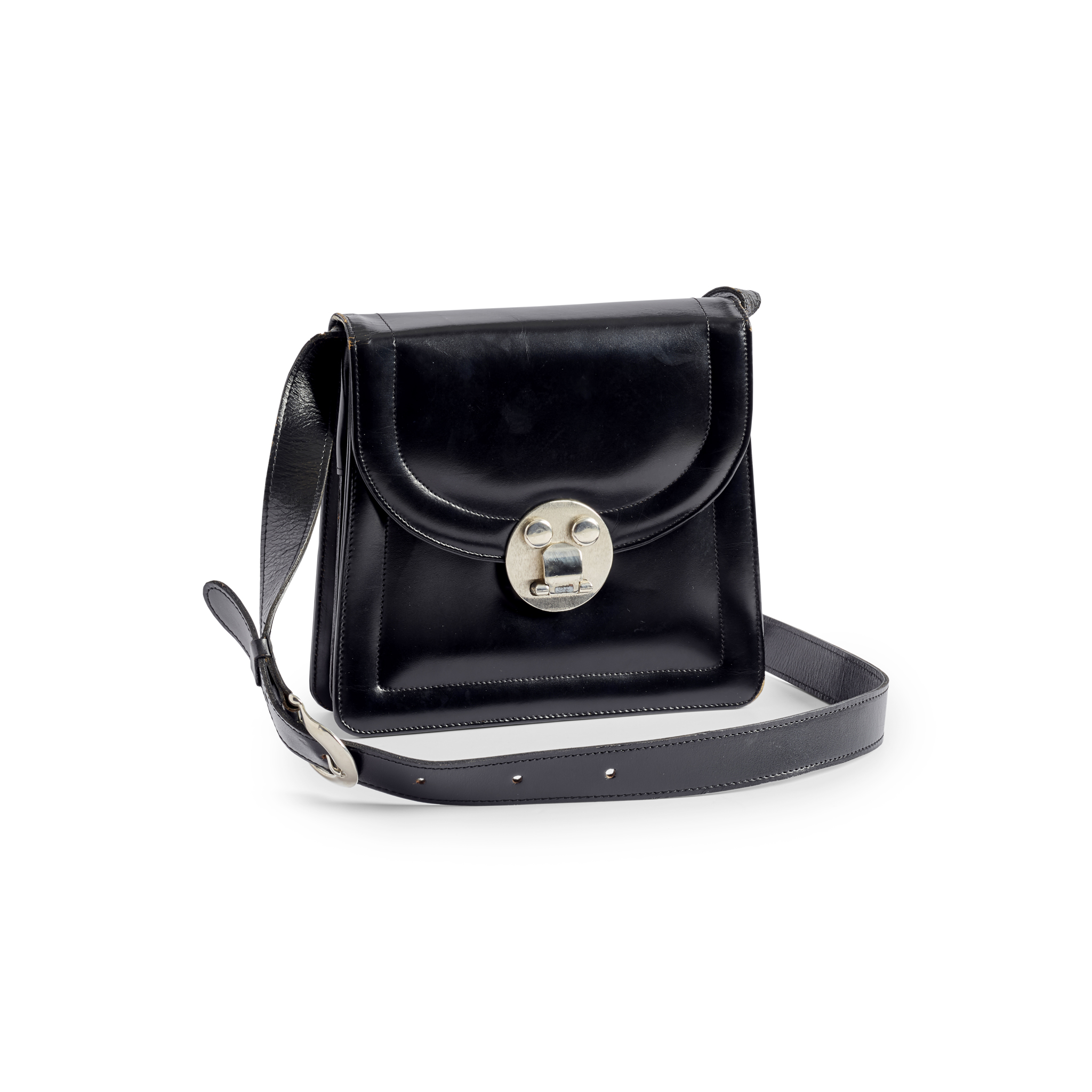 Asprey x Garrard: A Vintage Black Leather Shoulder Bag