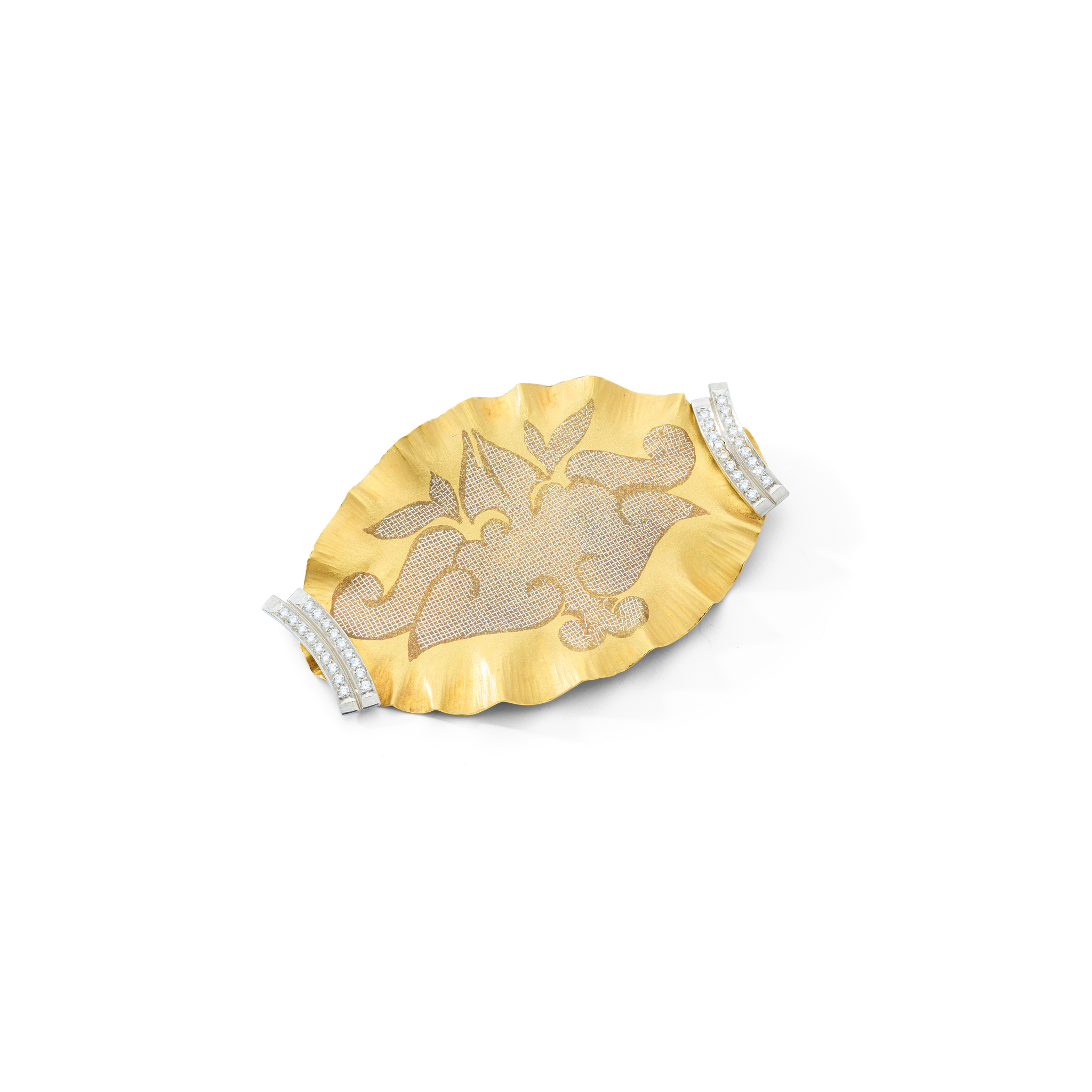 Jacqueline Mina: A diamond "Platinum Fusion Inlay" brooch, circa 1990