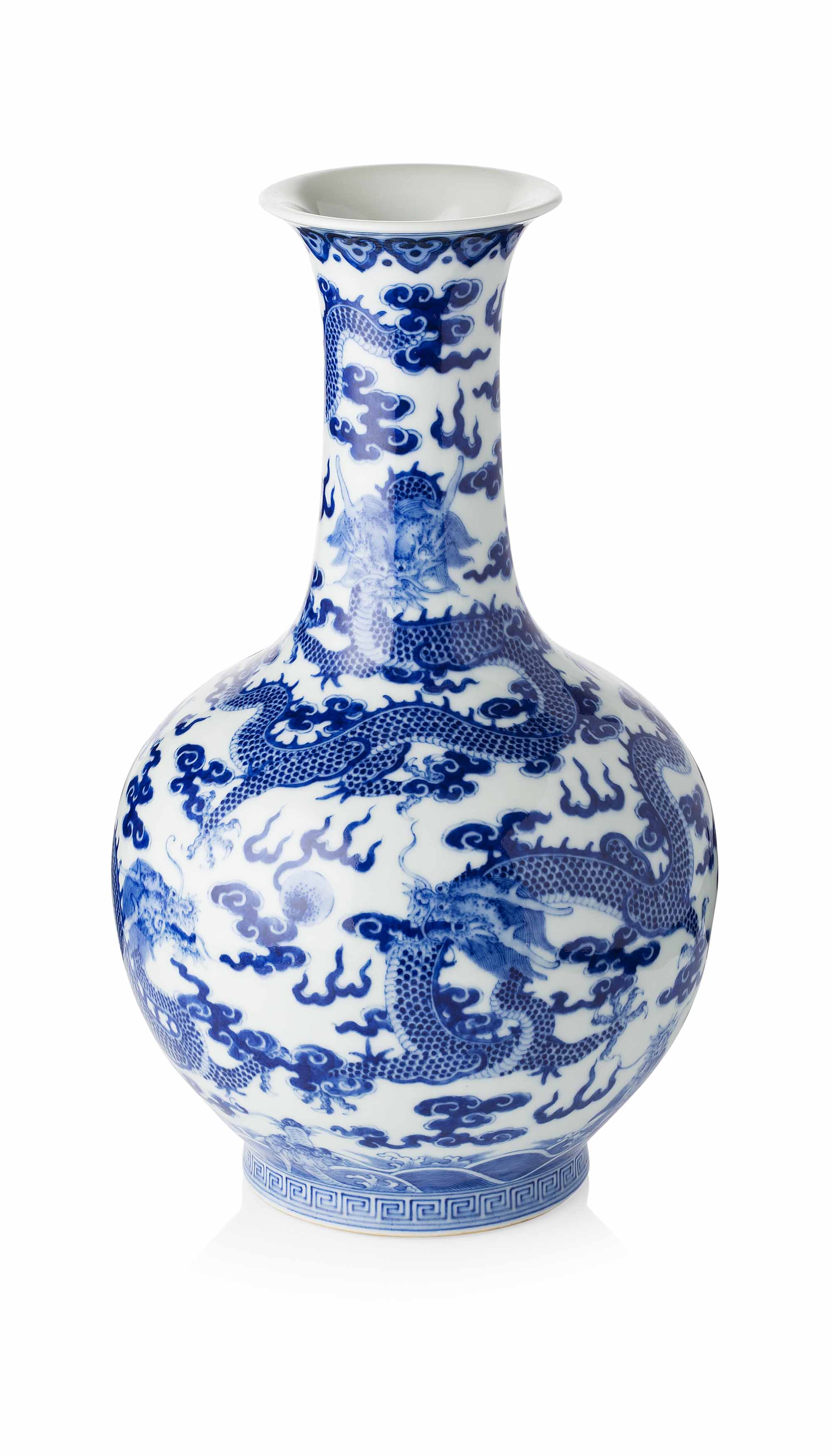 BLUE AND WHITE 'NINE DRAGON' BOTTLE VASE