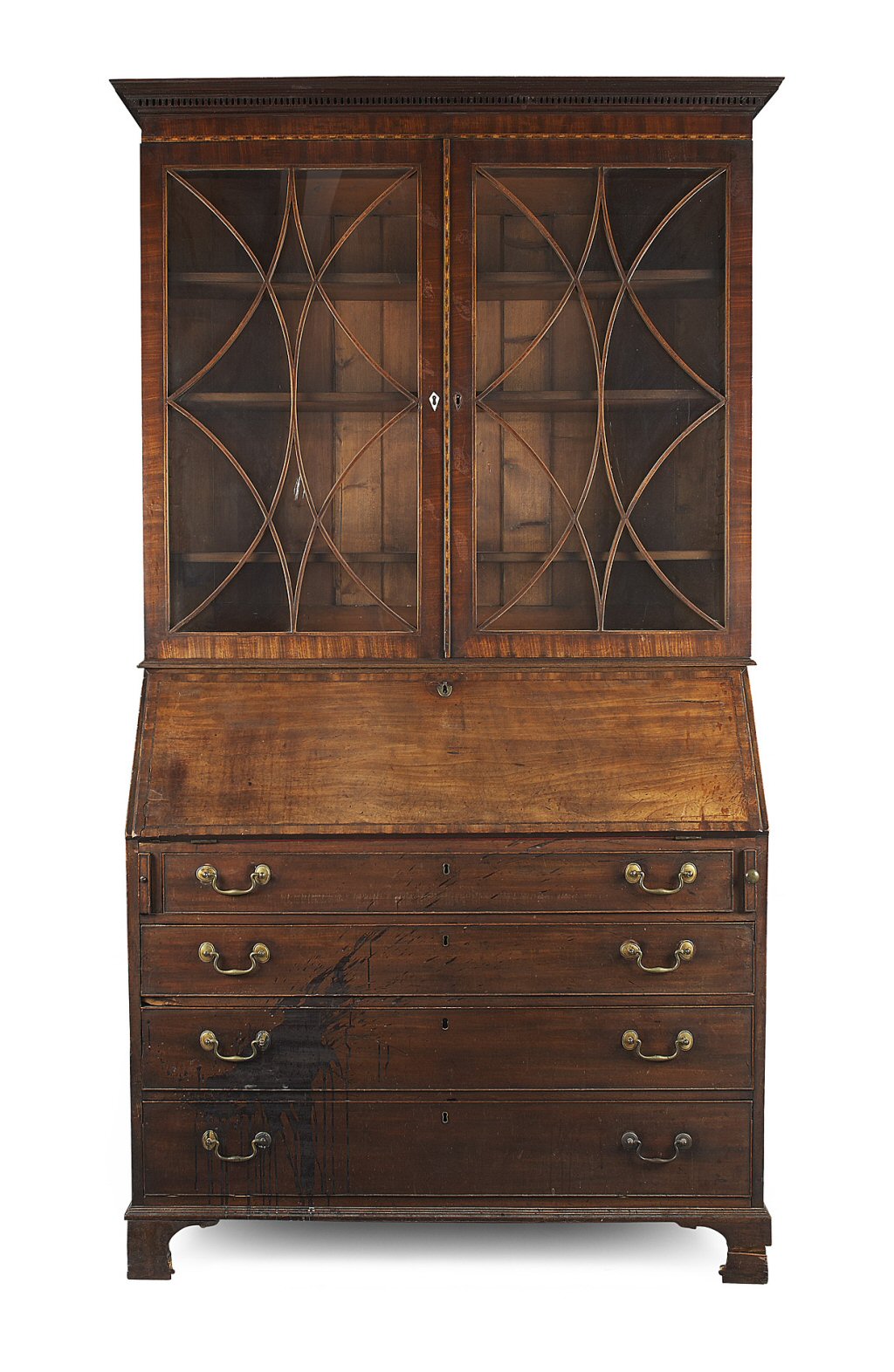GEORGE III MAHOGANY BUREAU BOOKCASE