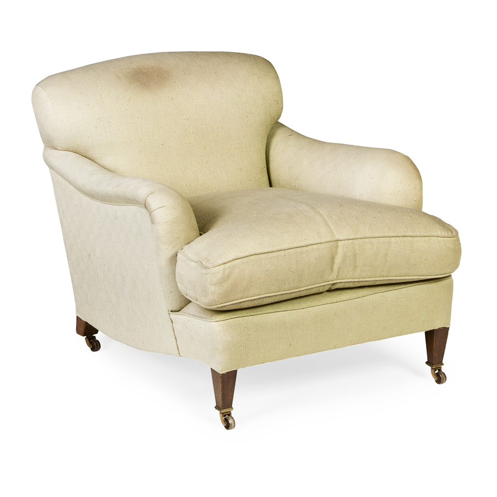 EDWARDIAN HOWARD & SONS 'IVOR' MODEL EASY ARMCHAIR