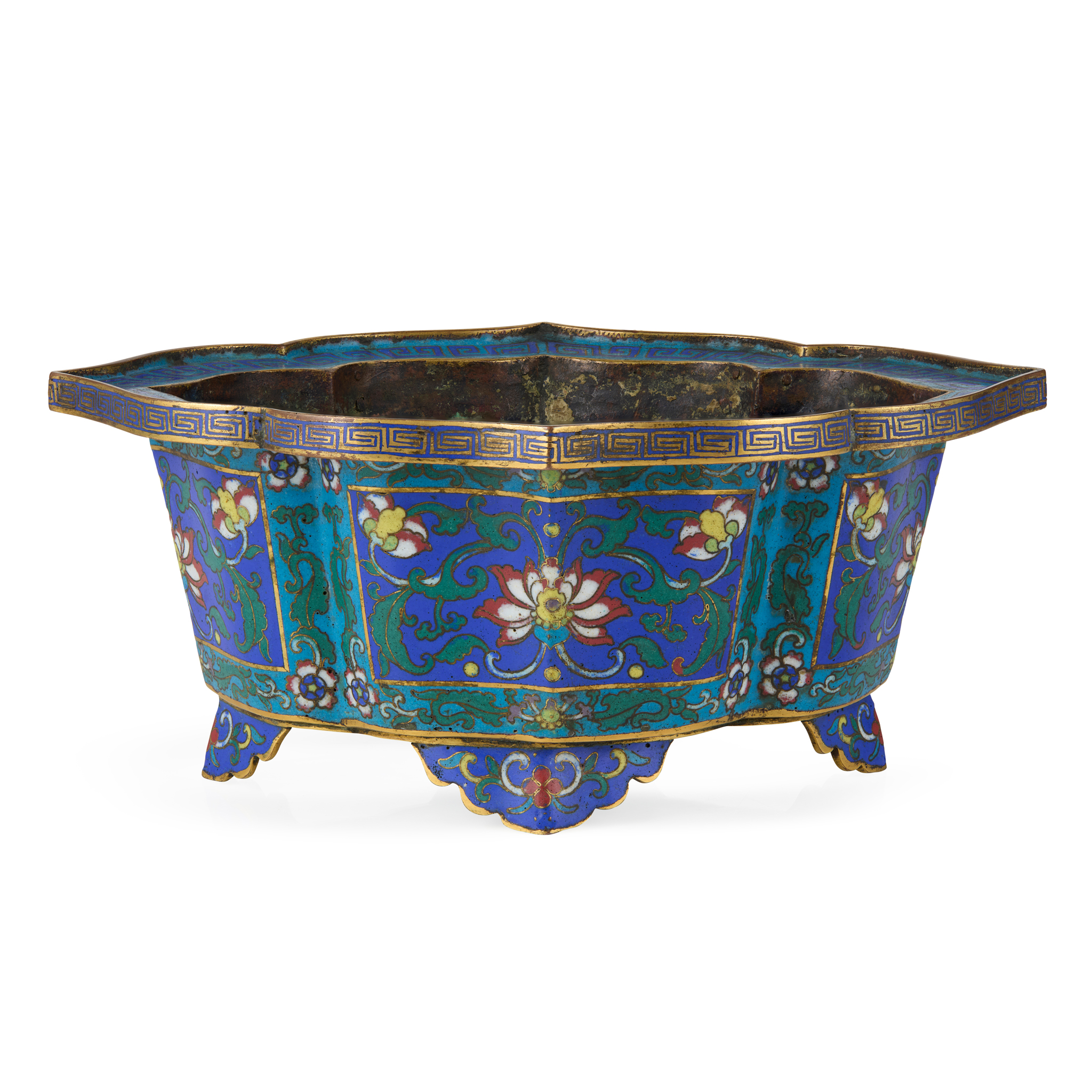 CHINESE CLOISONNÉ ENAMEL FOLIATE JARDINIERE