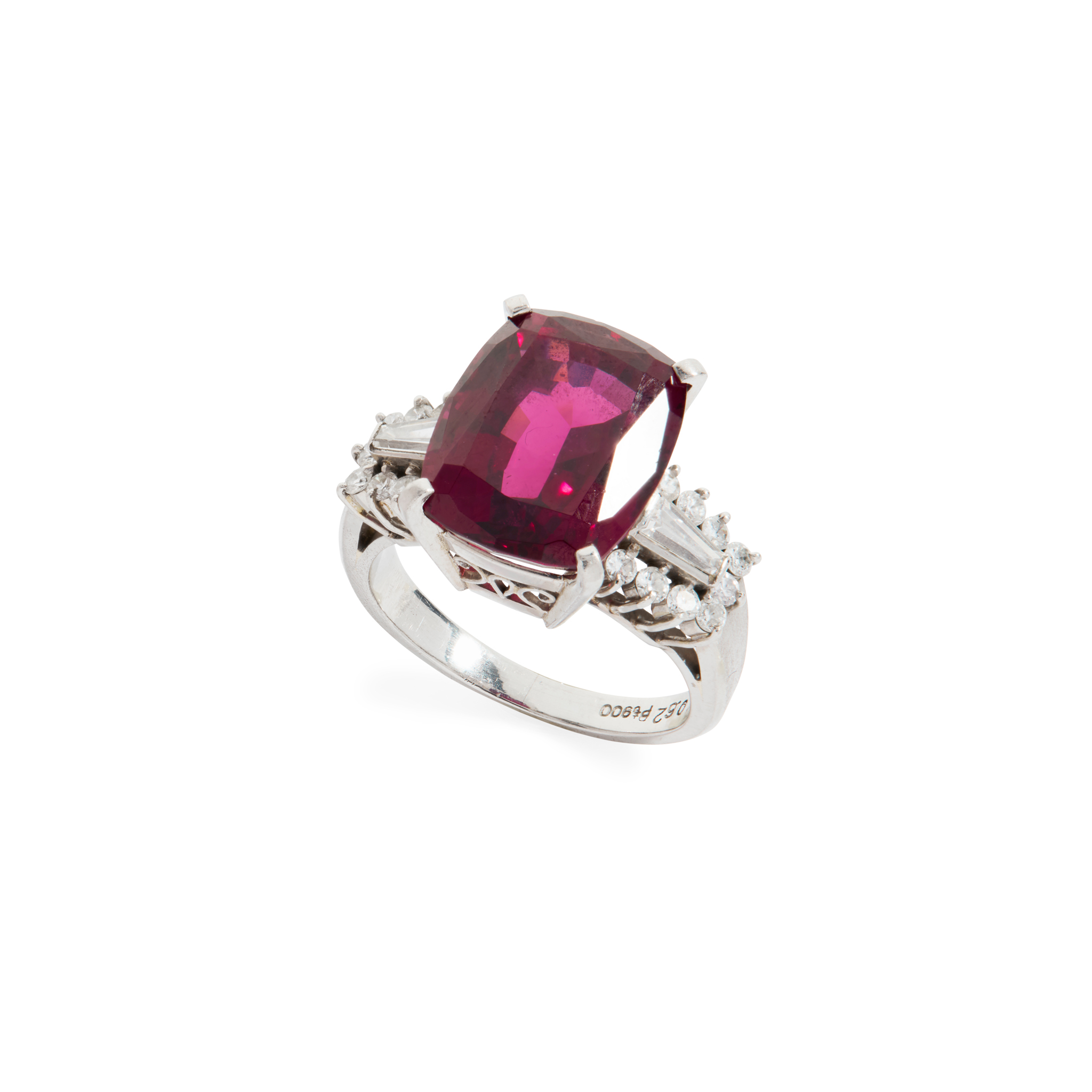 A garnet and diamond cocktail ring