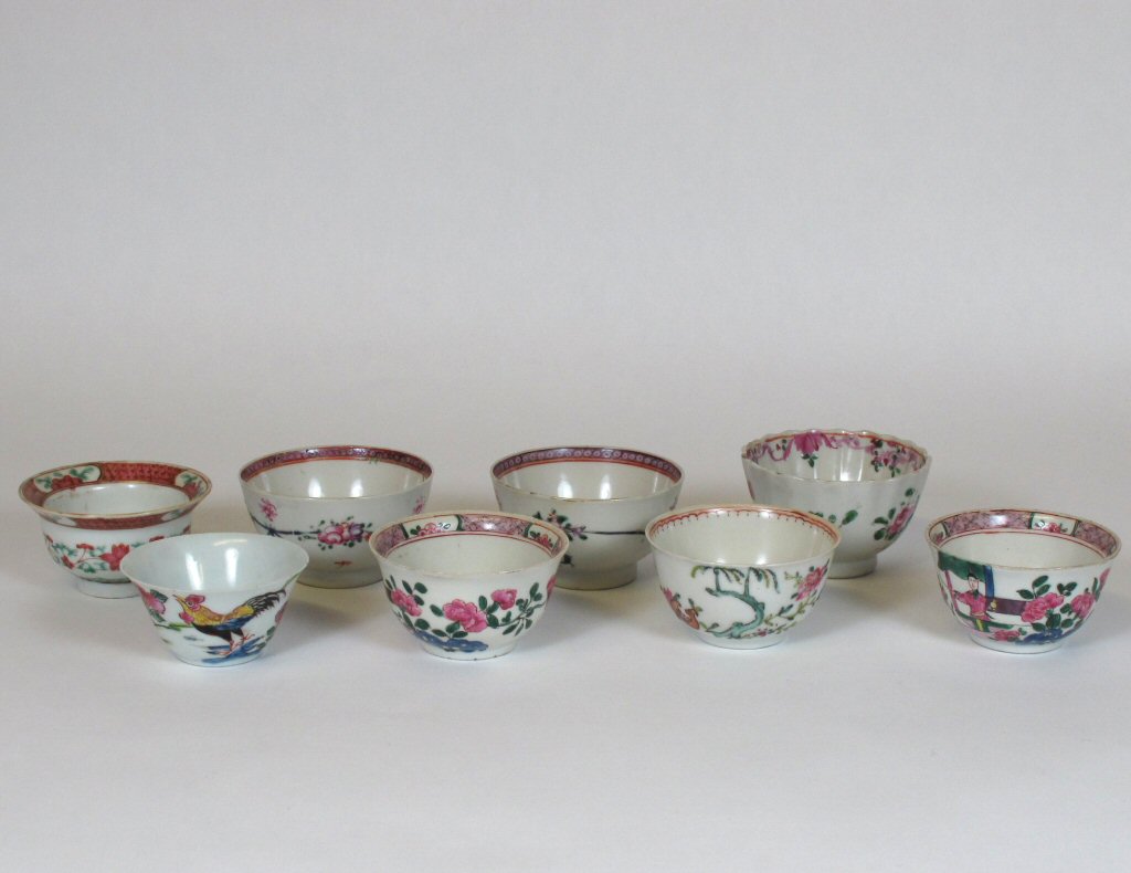 A collection of 18th century Chinese export tea bowls and saucers