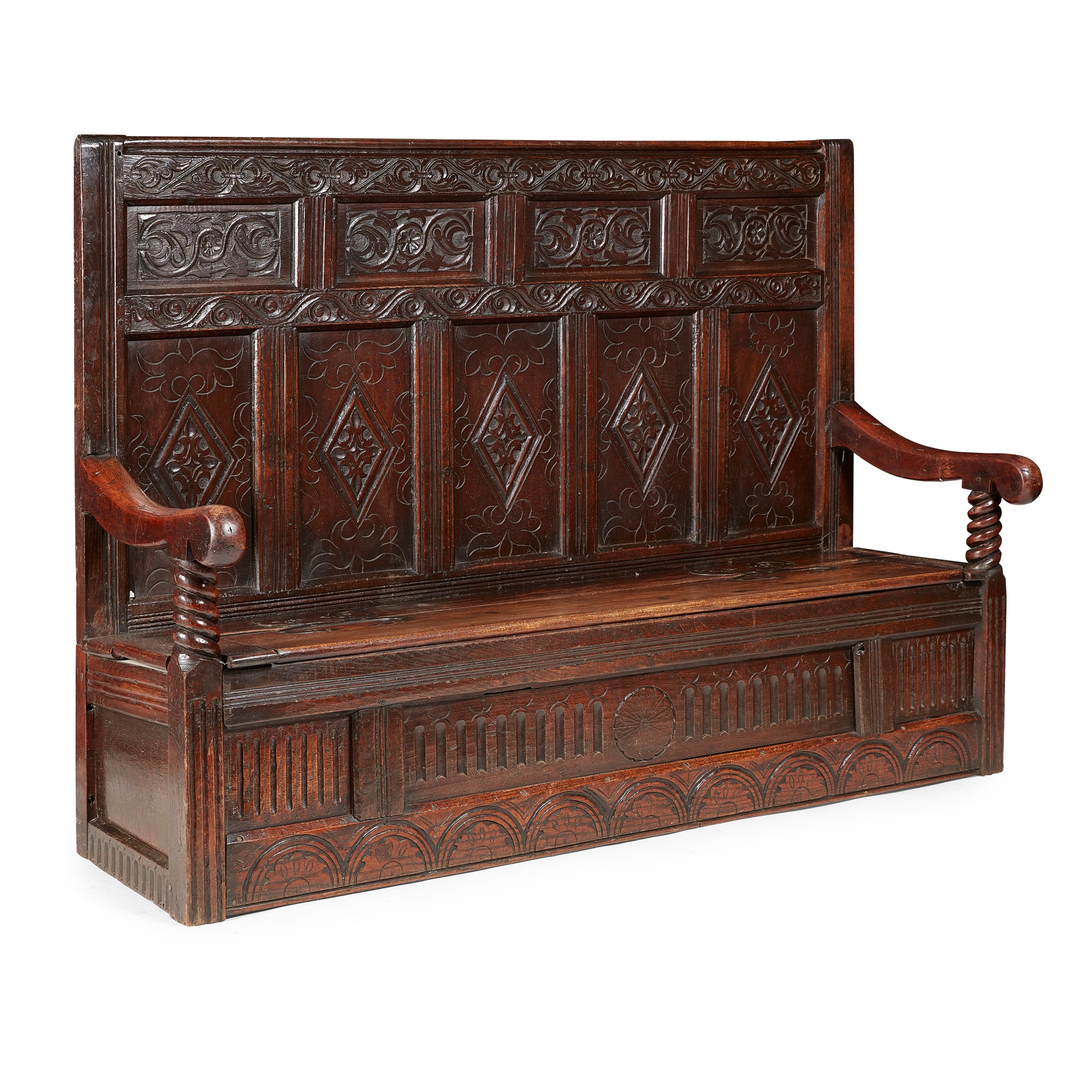 CARVED OAK SETTLE