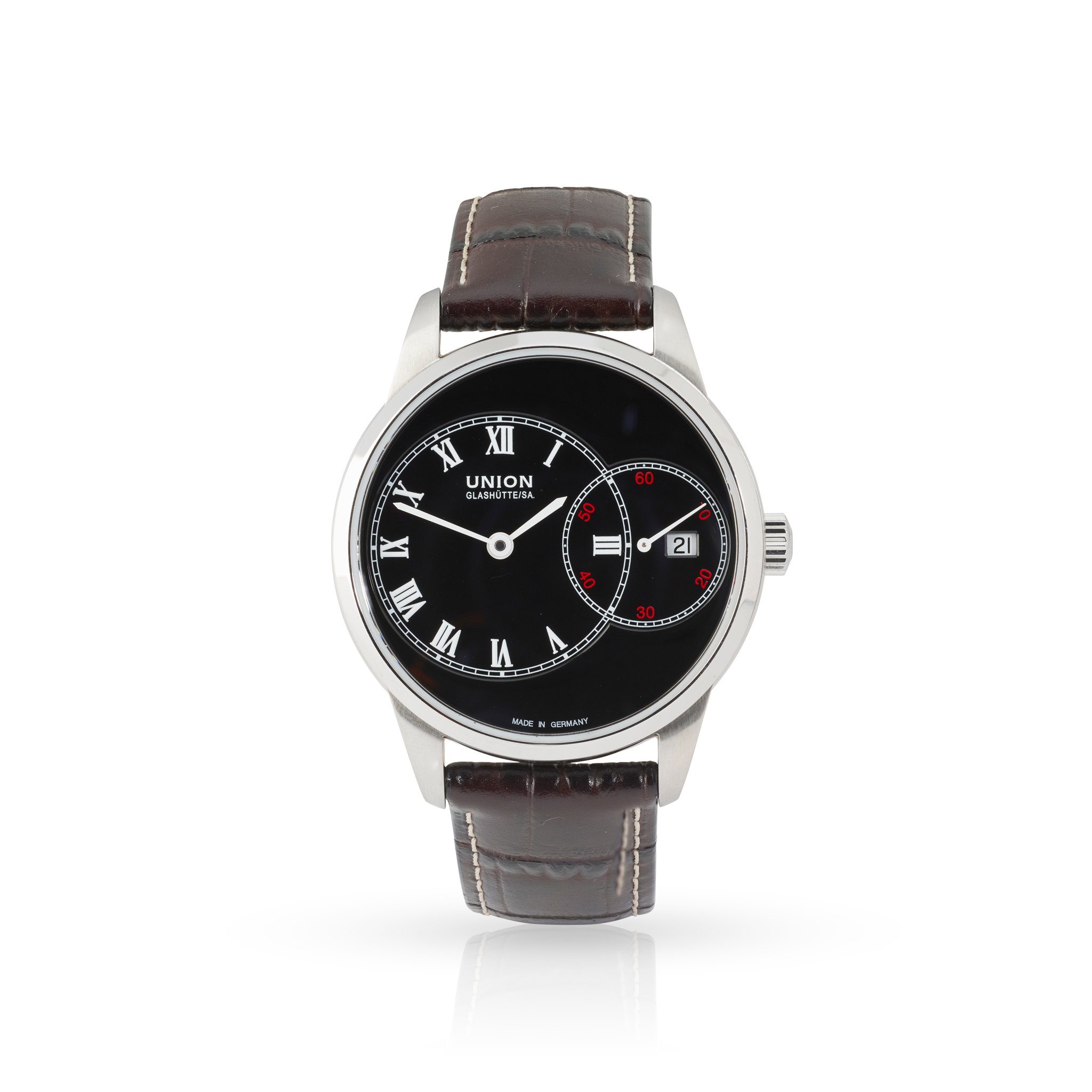 Union, Glashütte. A stainless steel self-winding wristwatch with date