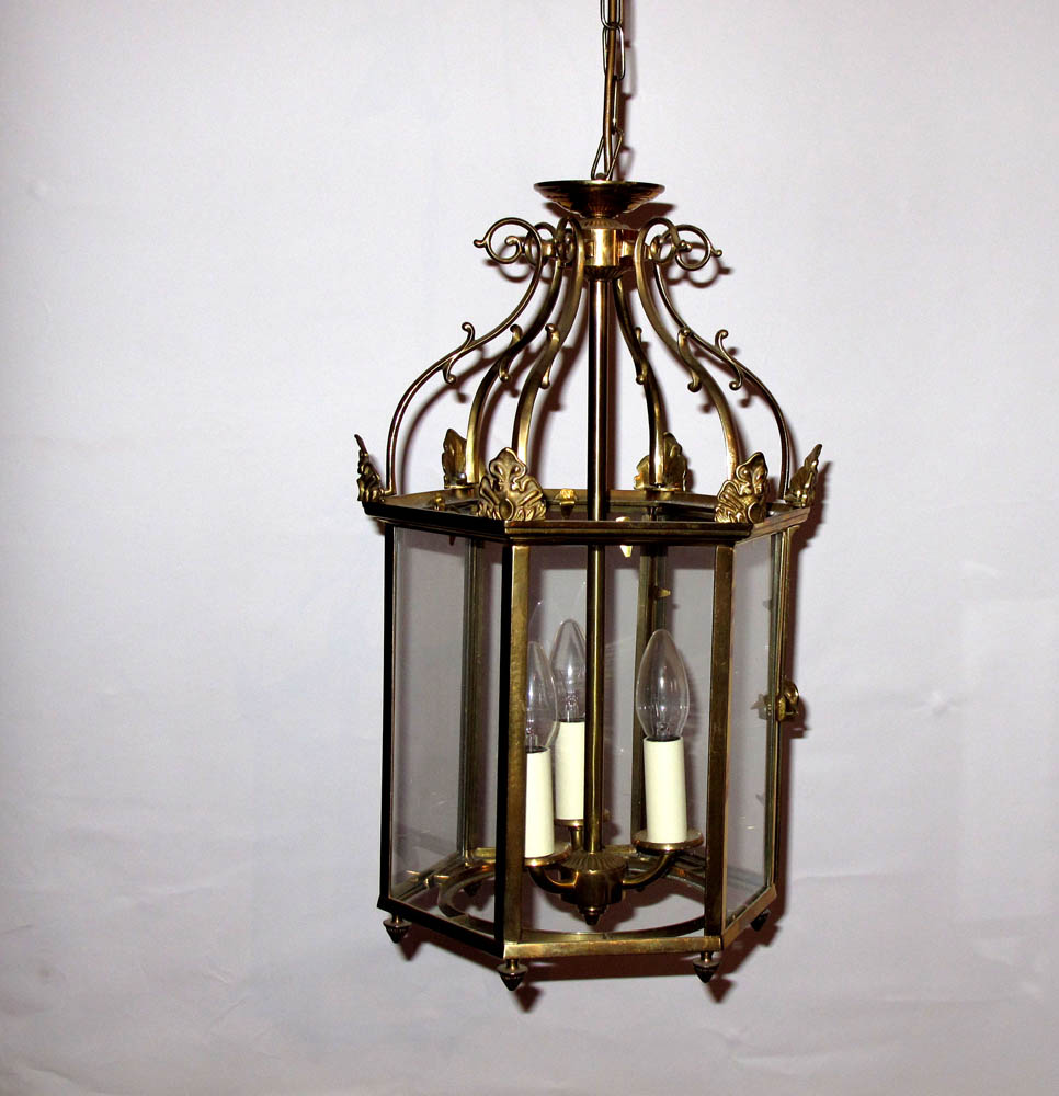 Two 20th century Georgian style brass hall lanterns