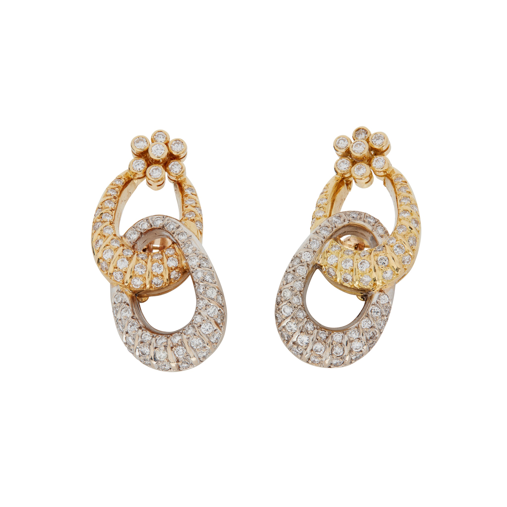 A pair of diamond earrings