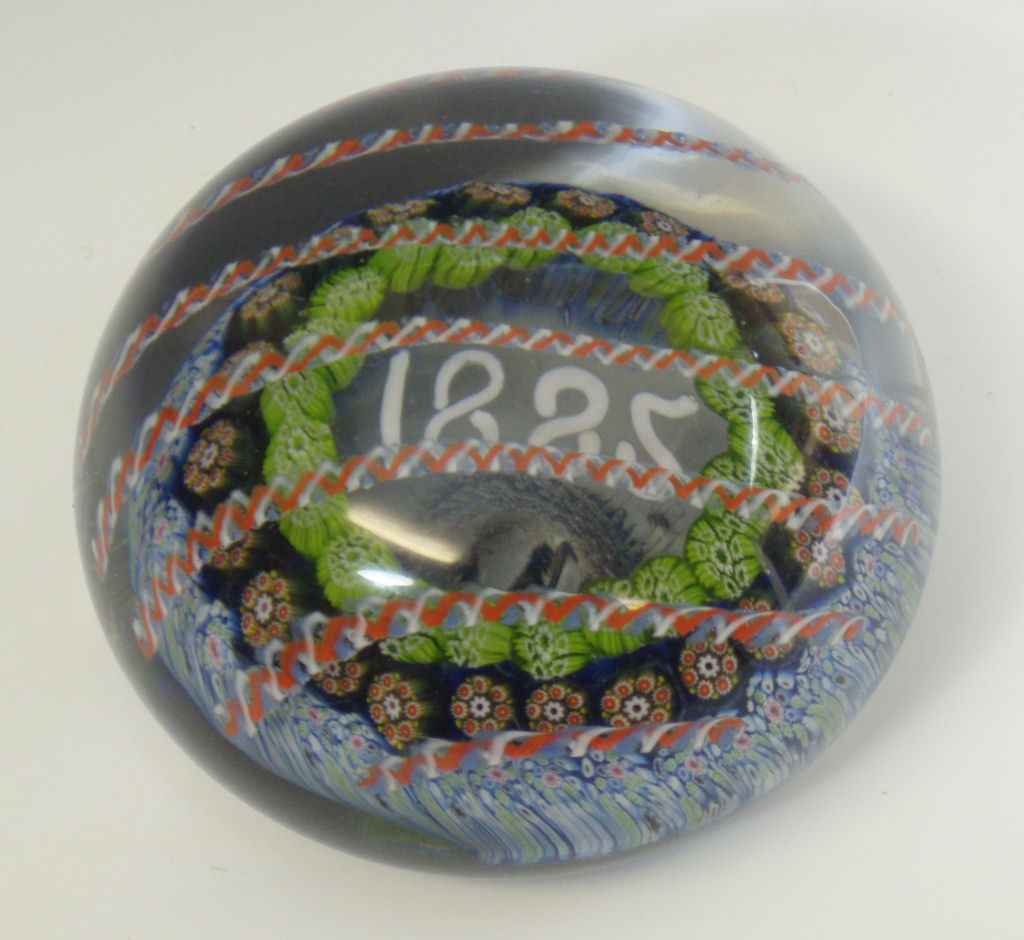 A large French dated paperweight, circa 1885