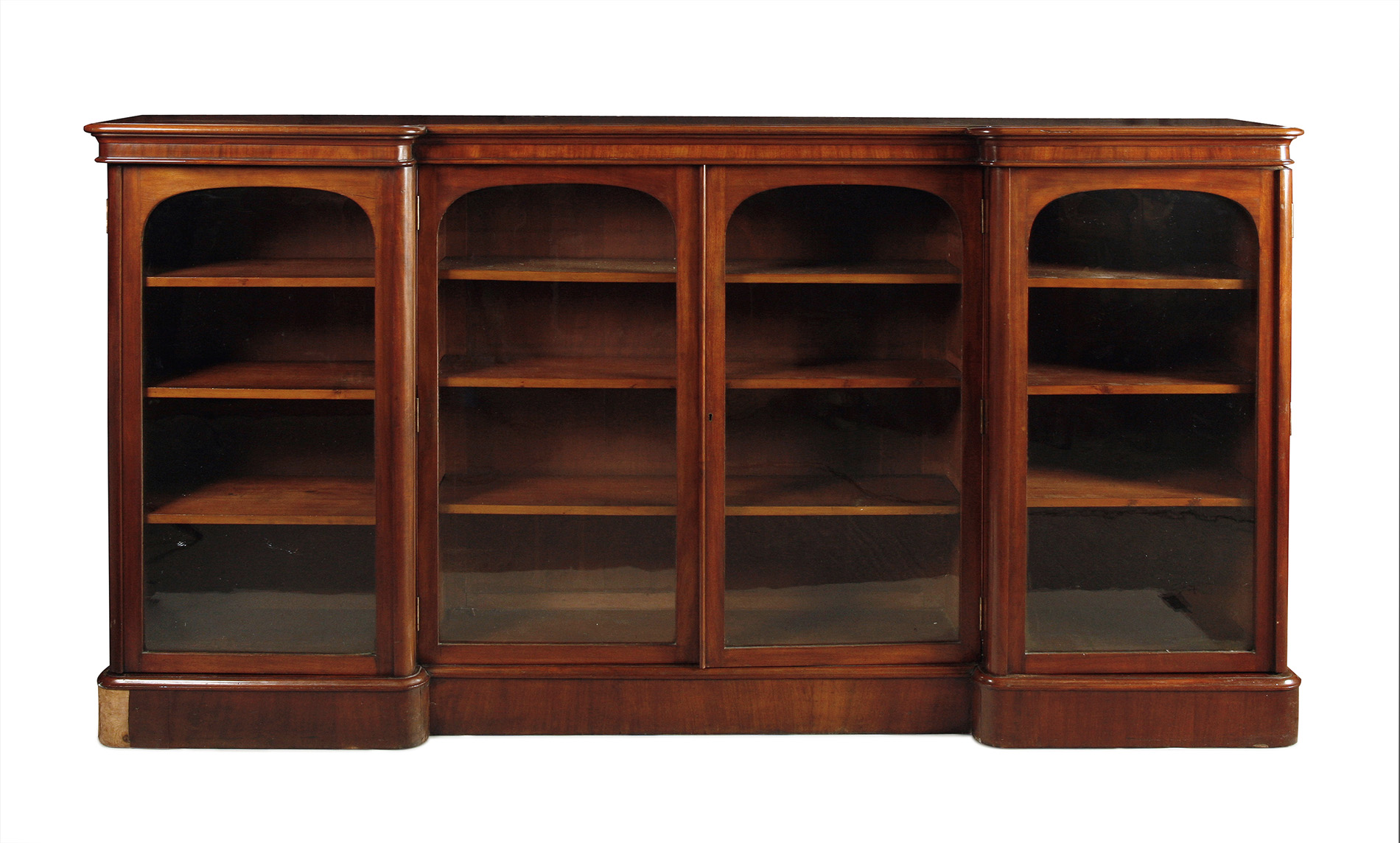 VICTORIAN MAHOGANY INVERTED BREAKFRONT LOW BOOKCASE
