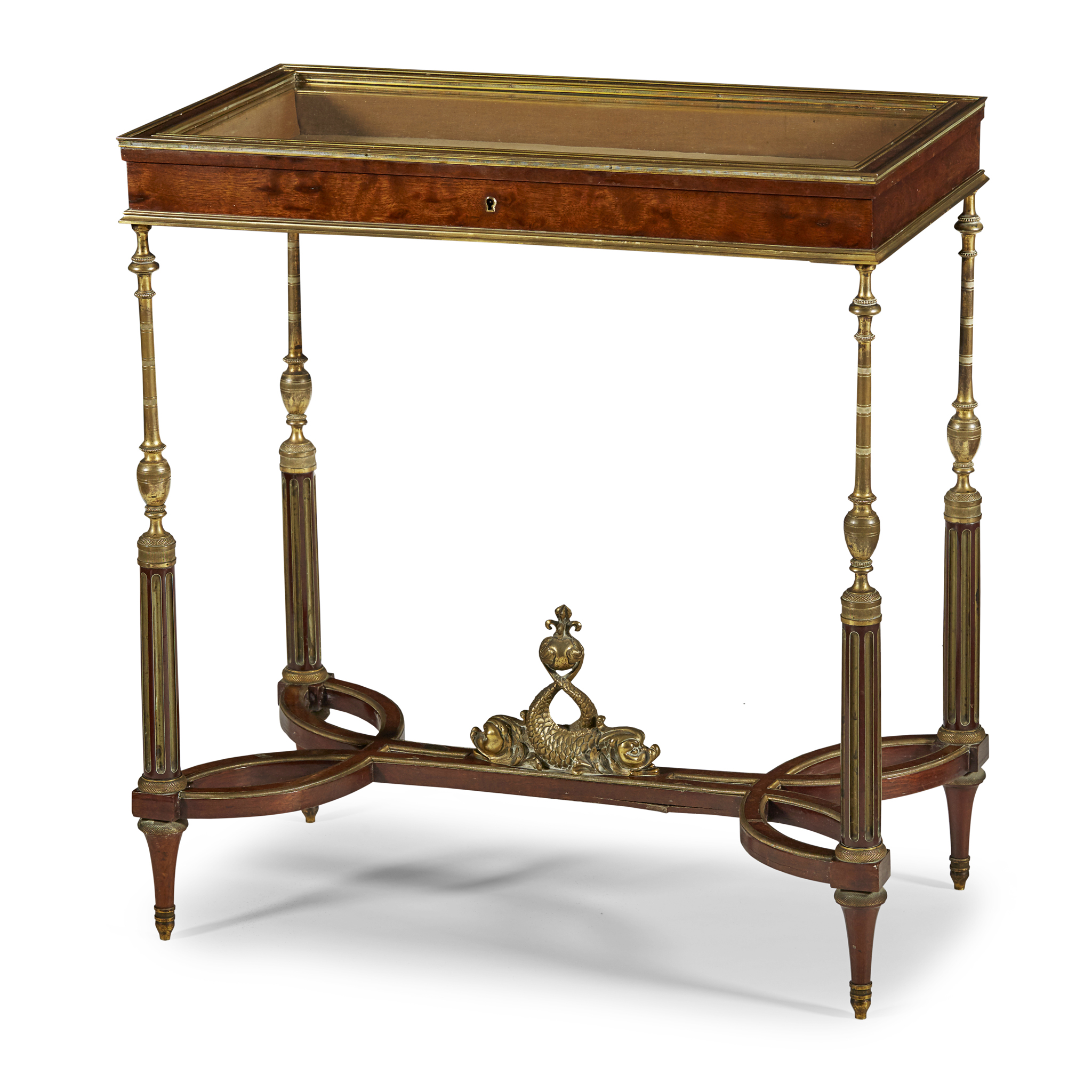 LOUIS XVI STYLE MAHOGANY, BRASS AND GILT BRONZE MOUNTED BIJOUTERIE TABLE BY GEORGES-FRANCOIS ALIX, AFTER A DESIGN BY ADAM WEISWEILLER
