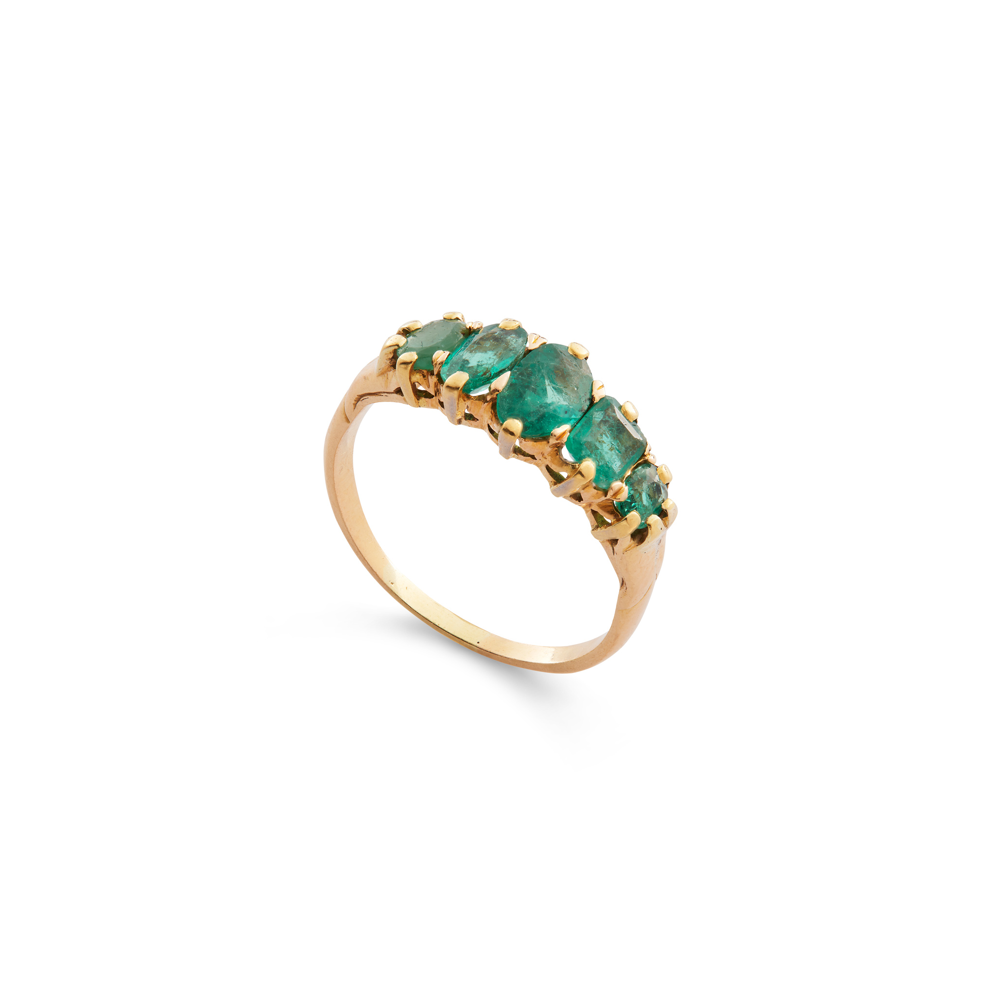 An emerald five-stone ring