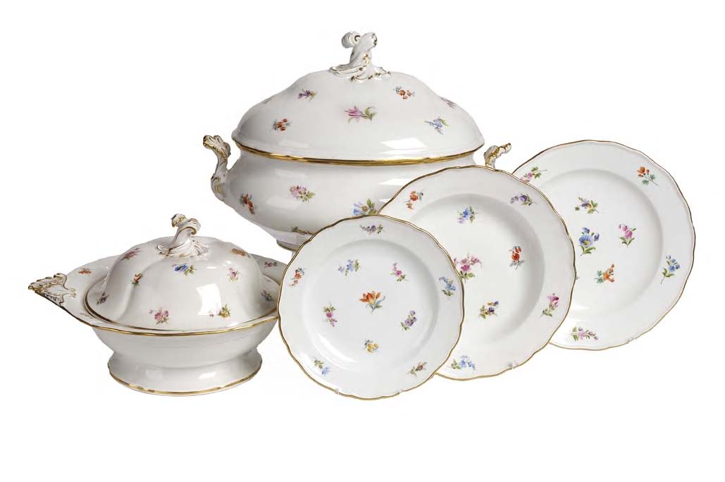 A late 19th century Meissen composite part dinner service,