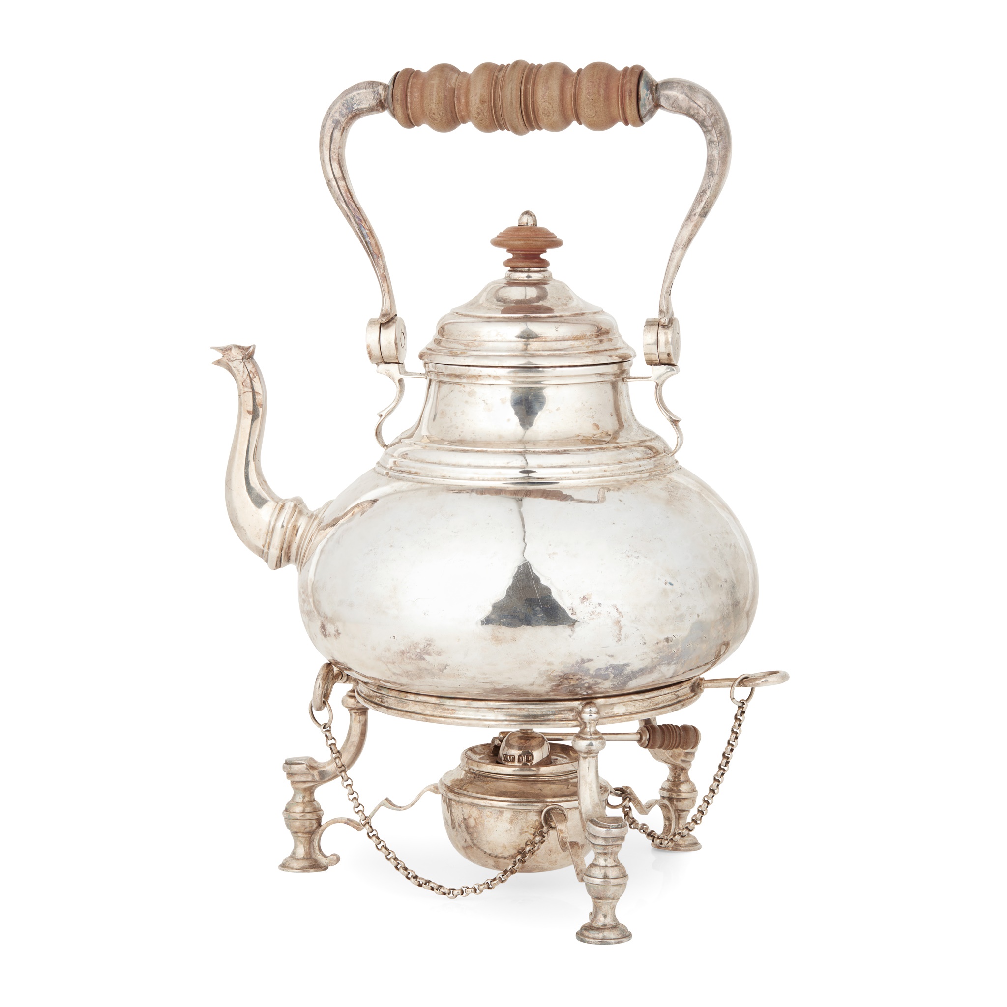 A mid-Victorian Britannia standard spirit kettle