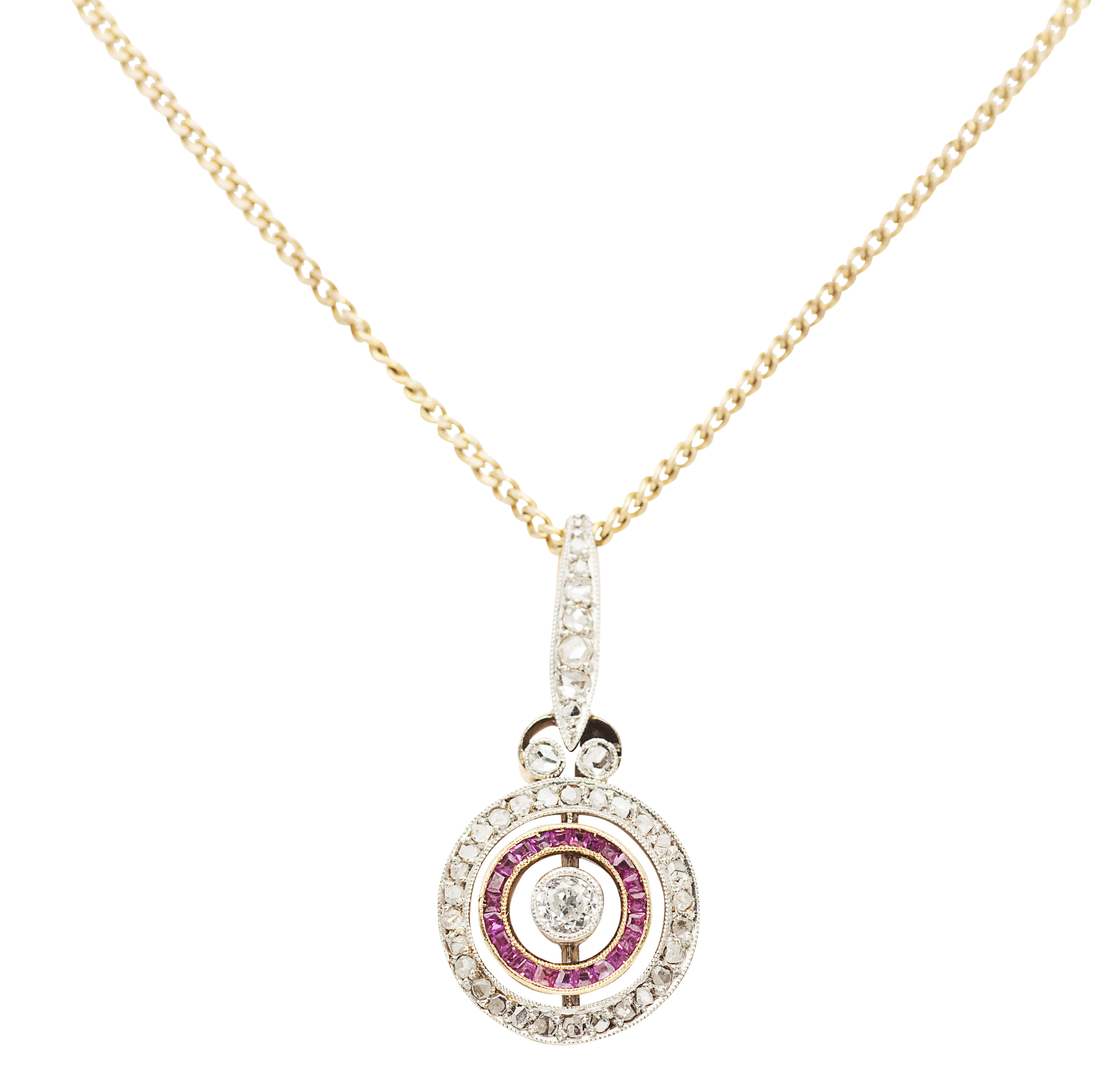 A diamond and ruby set pendant