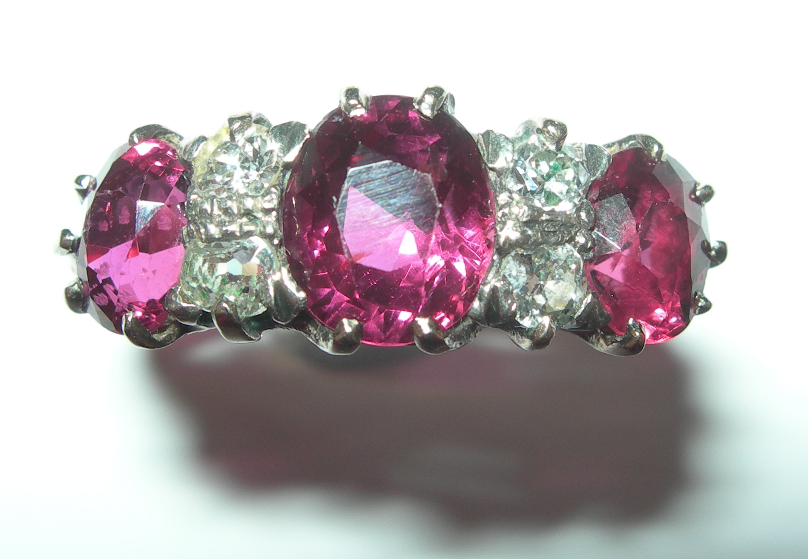 A ruby and diamond set ring,