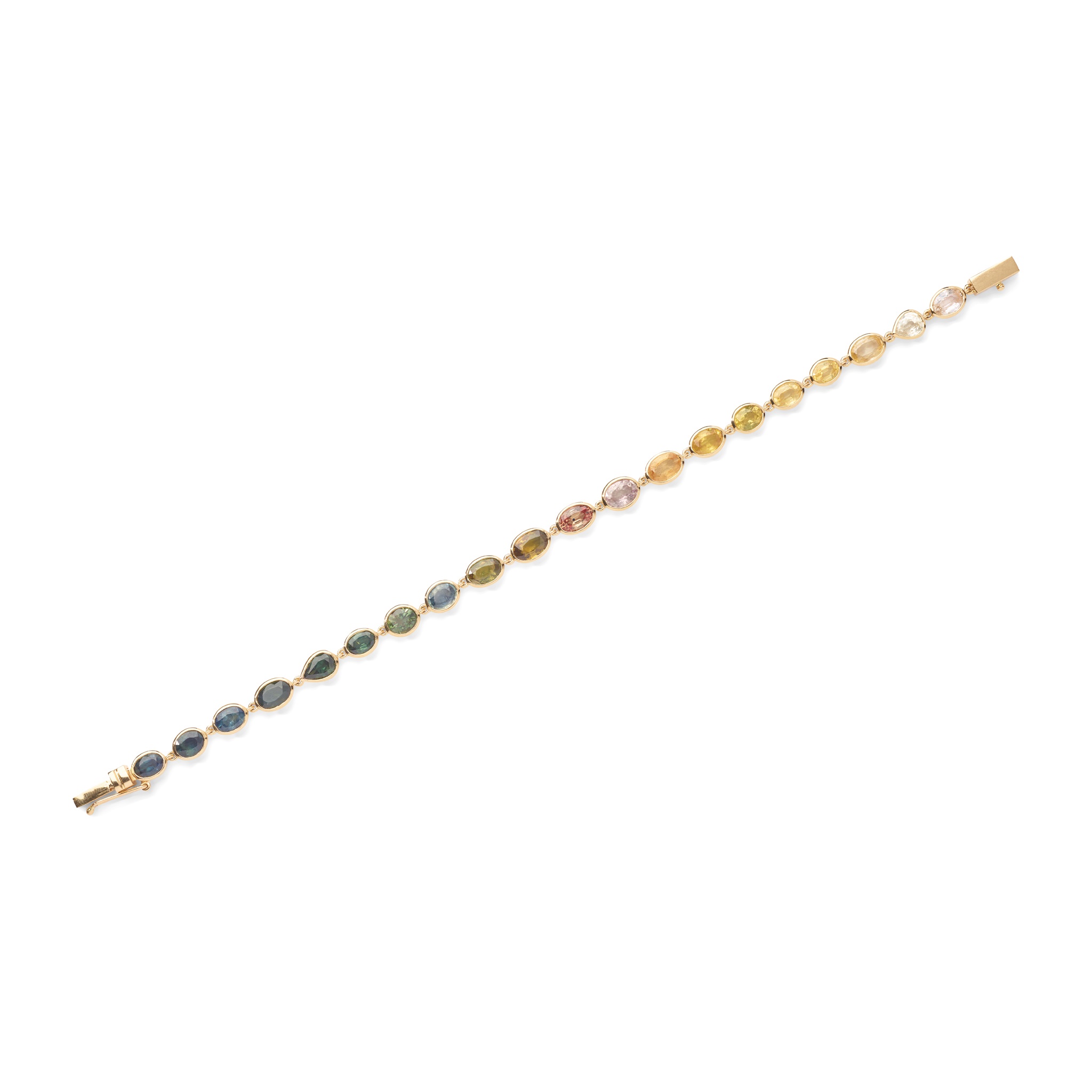 A coloured sapphire line bracelet