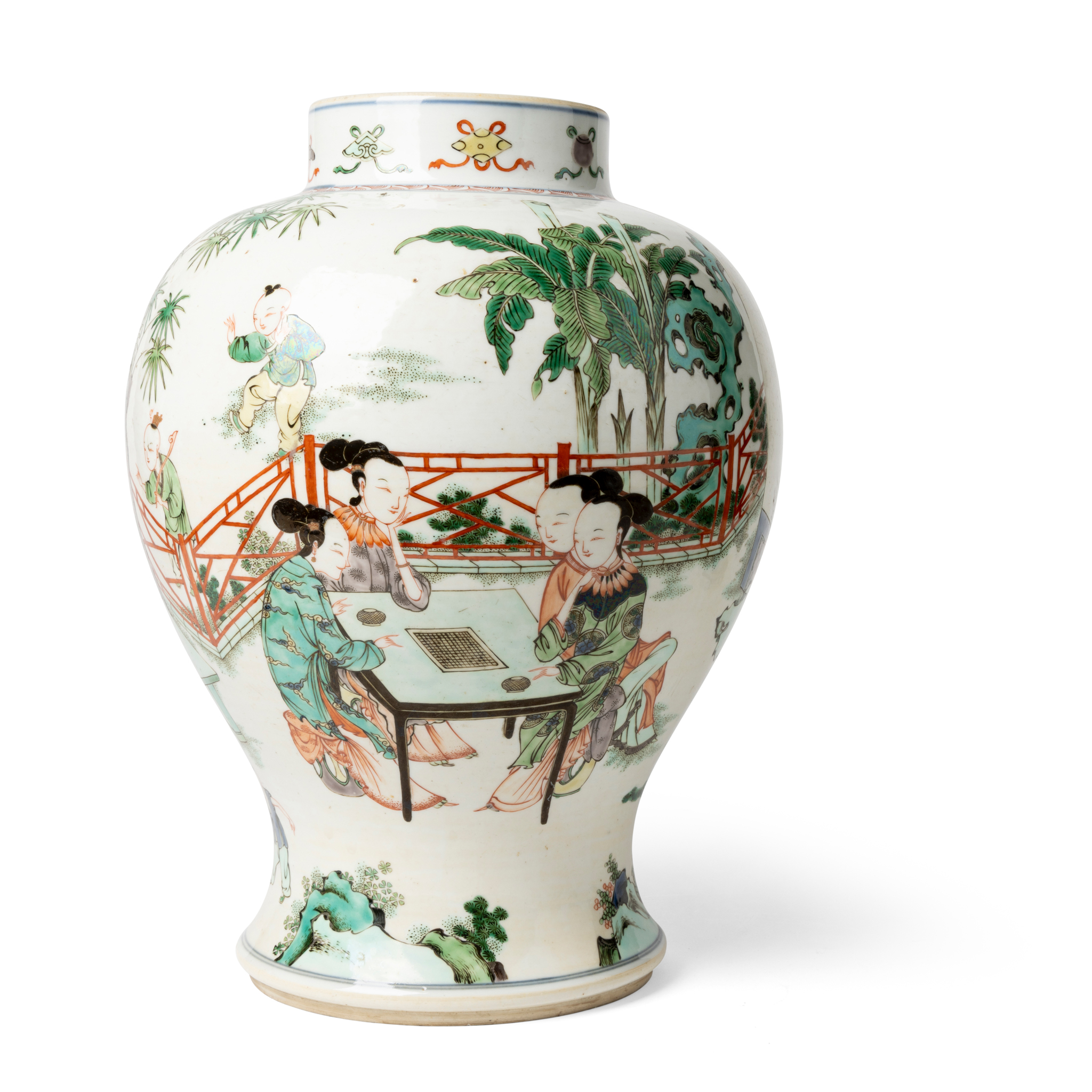 CHINESE WUCAI 'LADY' BALUSTER VASE