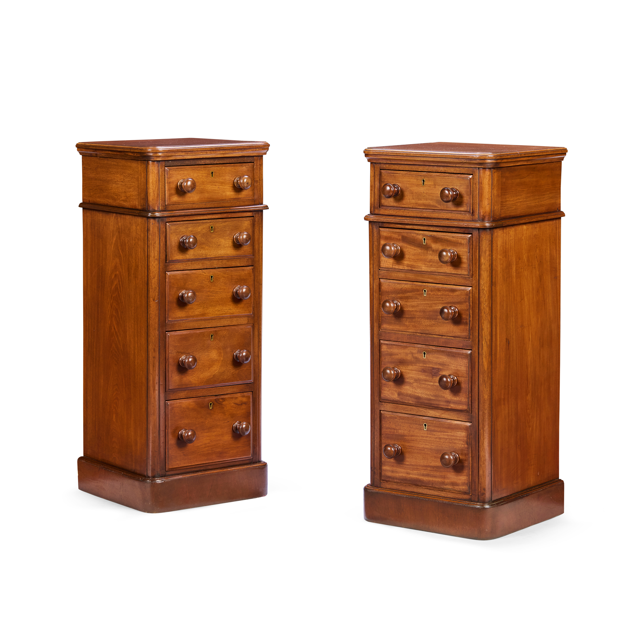 PAIR OF MID VICTORIAN MAHOGANY PEDESTAL CHESTS