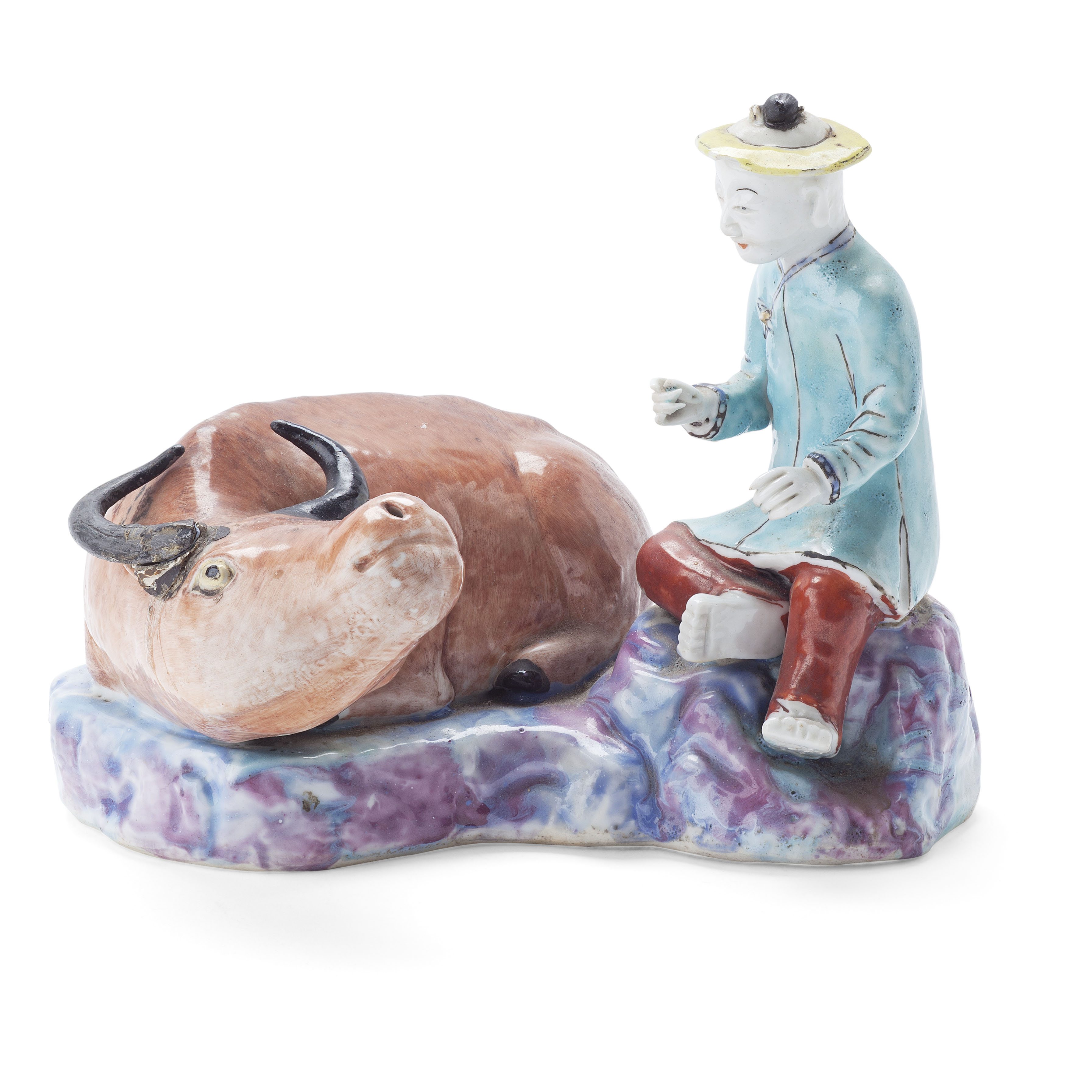 CHINESE EXPORT FIGURE GROUP OF A BOY AND WATER BUFFALO