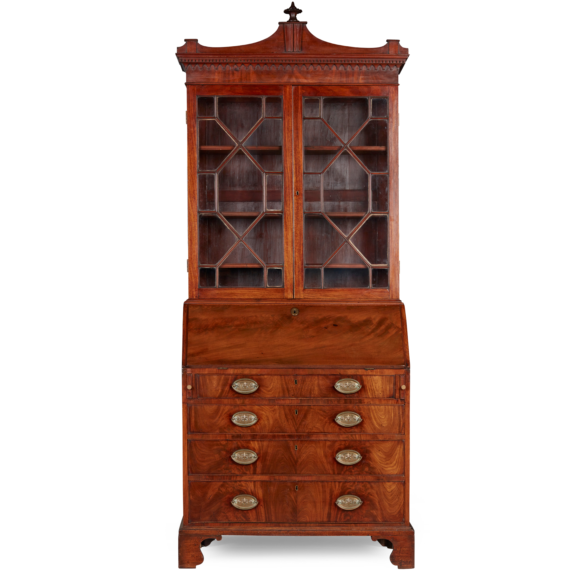 LATE GEORGE III MAHOGANY BUREAU BOOKCASE