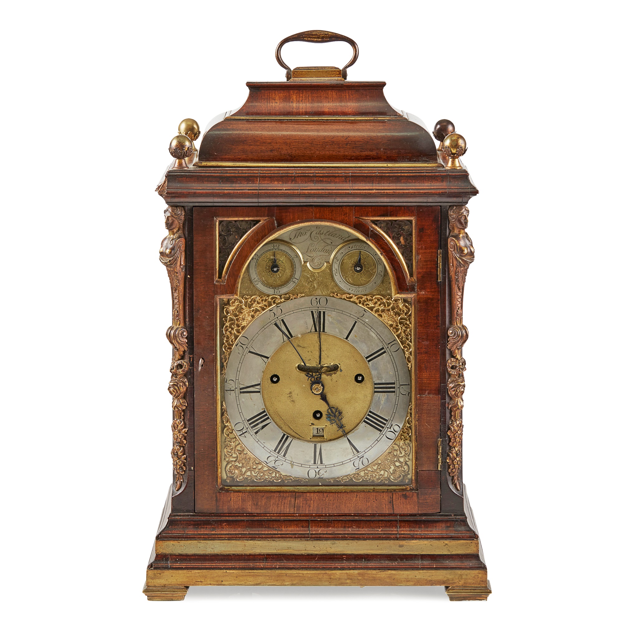 GEORGE III MAHOGANY CHIMING BRACKET CLOCK, THOMAS EASTLAND, LONDON
